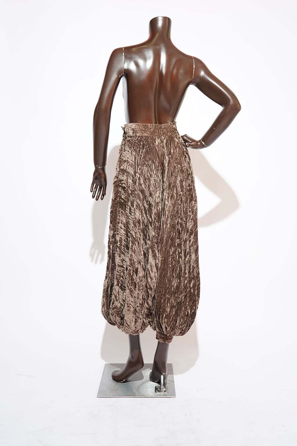 Thumbnail: Saint Laurent Rive Gauche Brown Crushed Velvet Harem Pants