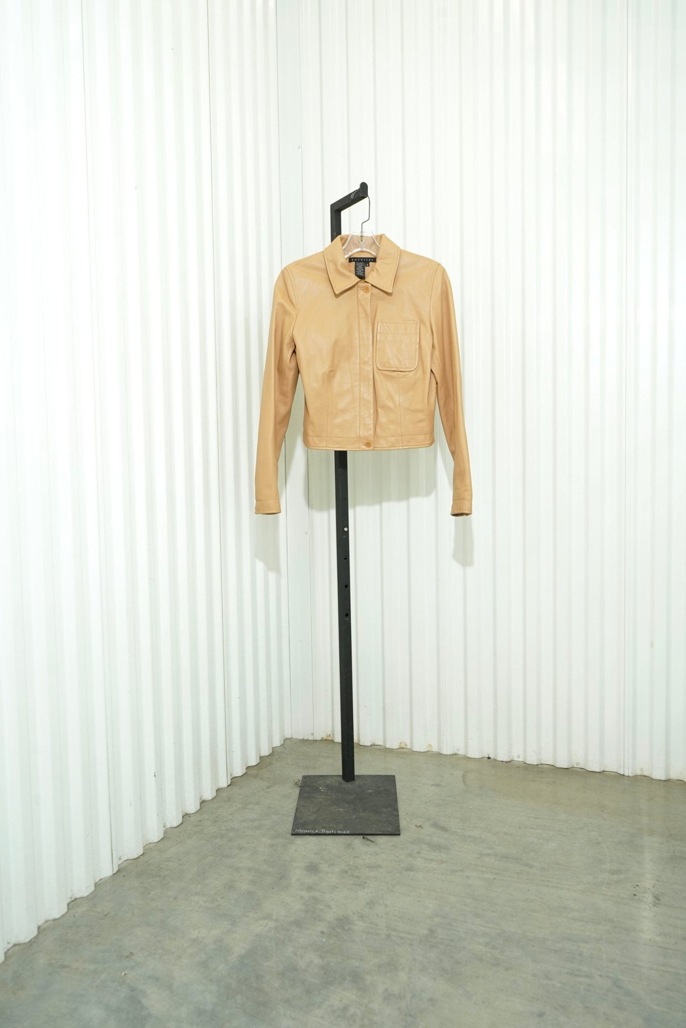 Parallel 1990s-2000s Tan Leather Crop Jacket