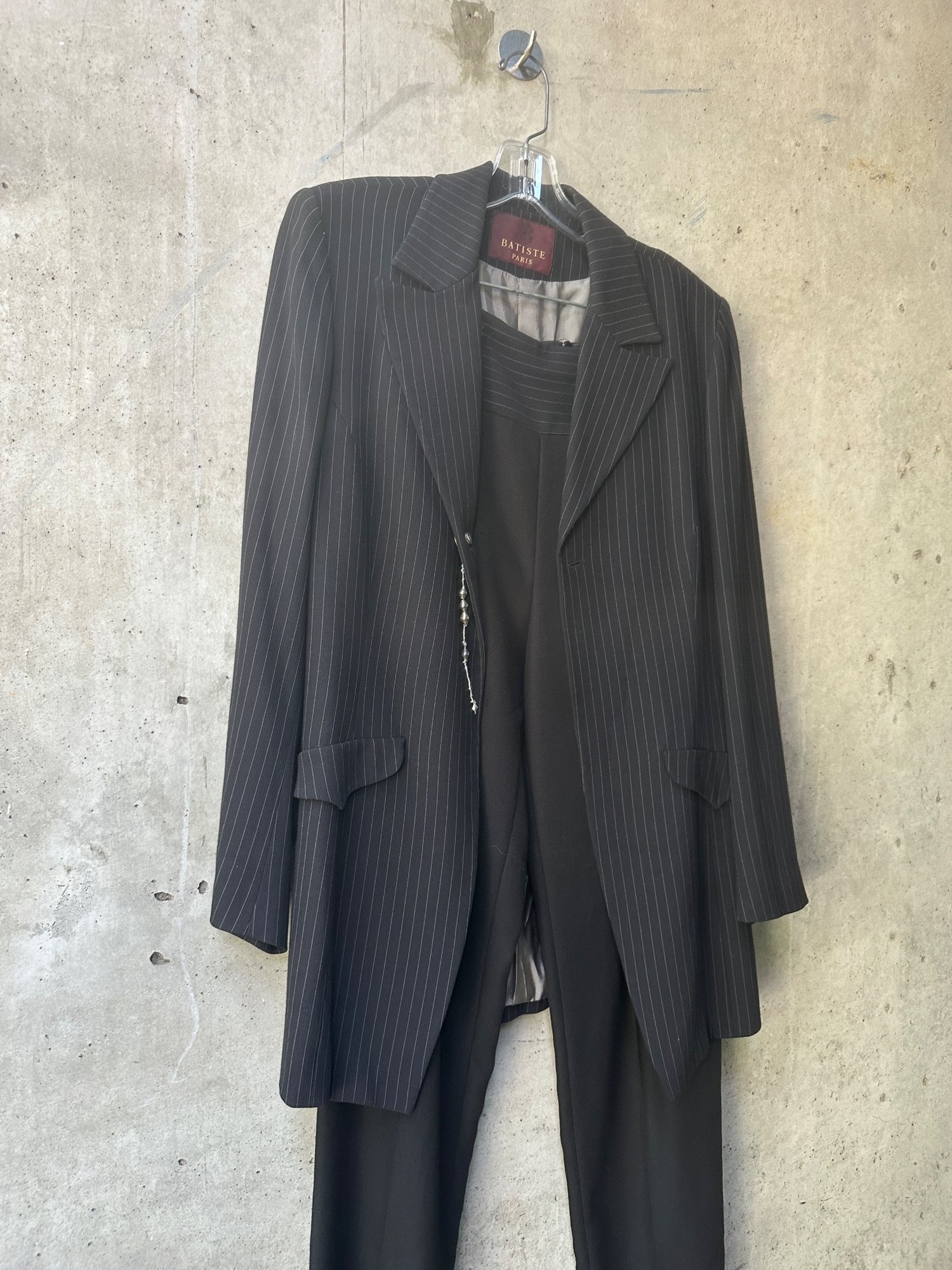 1980s-1990s BATISTE Pinstripe Blazer and Trouser Suit Set, image 3