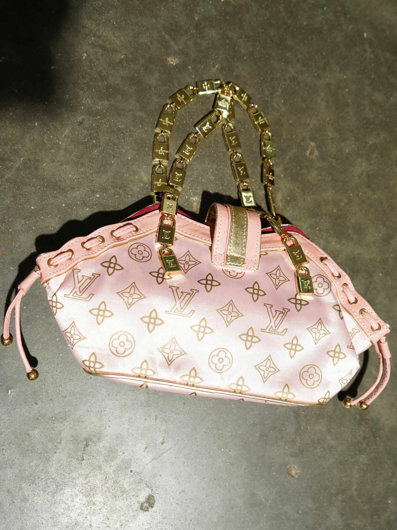 LV-style pink satin mini bag — image 3