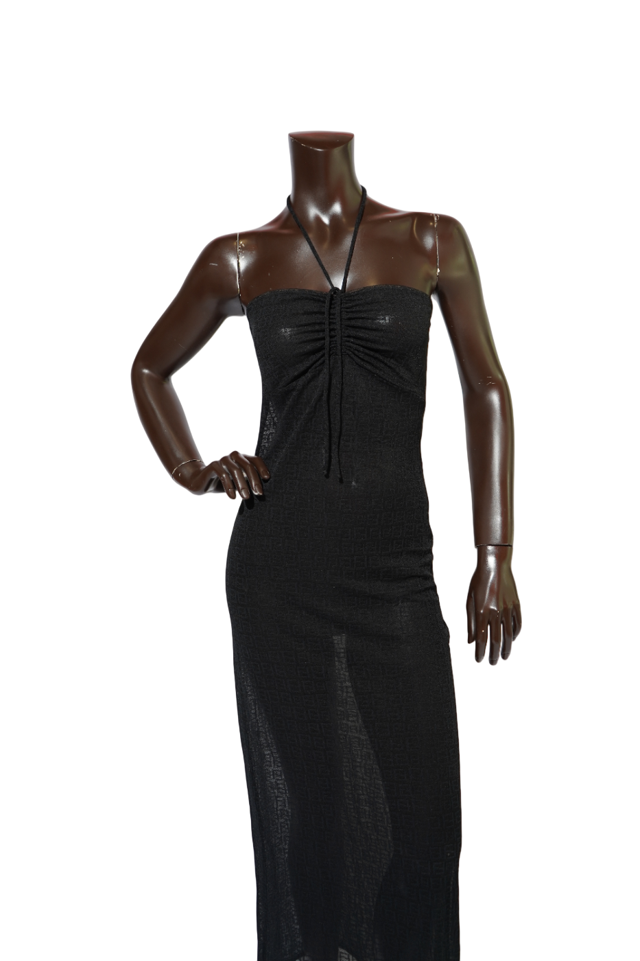 FENDI Mare — Black Zucchino Monogram Halter Maxi Dress Circa 1990s | Karl Lagerf — image 2