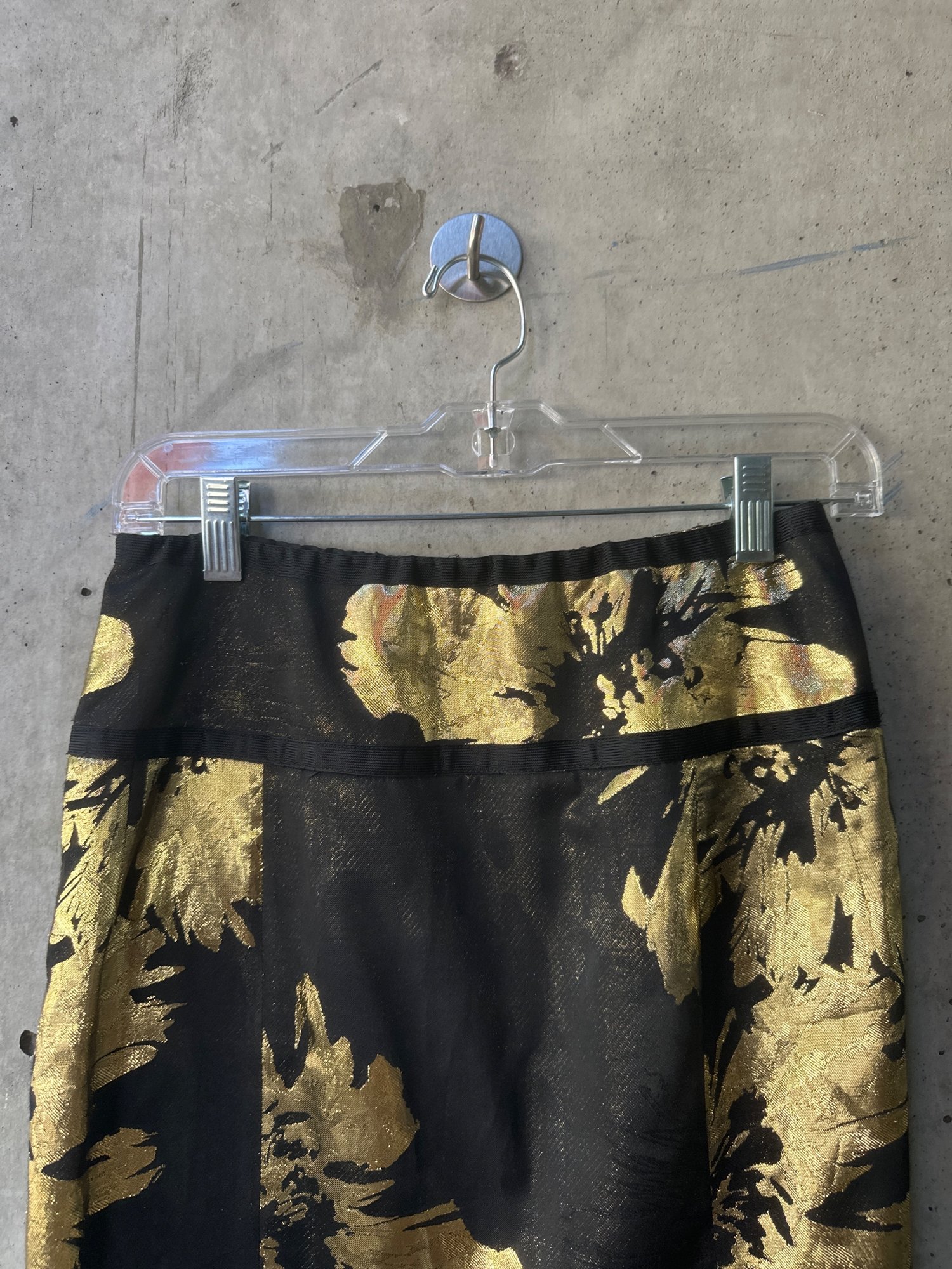 2000s-2010s ETCETERA Black and Gold Floral Pencil Skirt, image 4