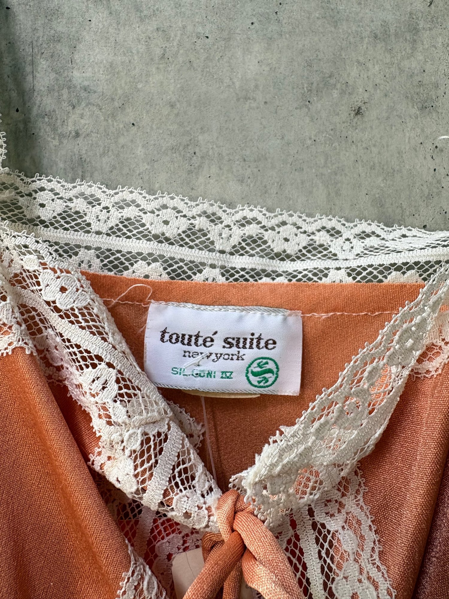 1980s toute suite new york Peach Lace Trim Bodysuit, image 6