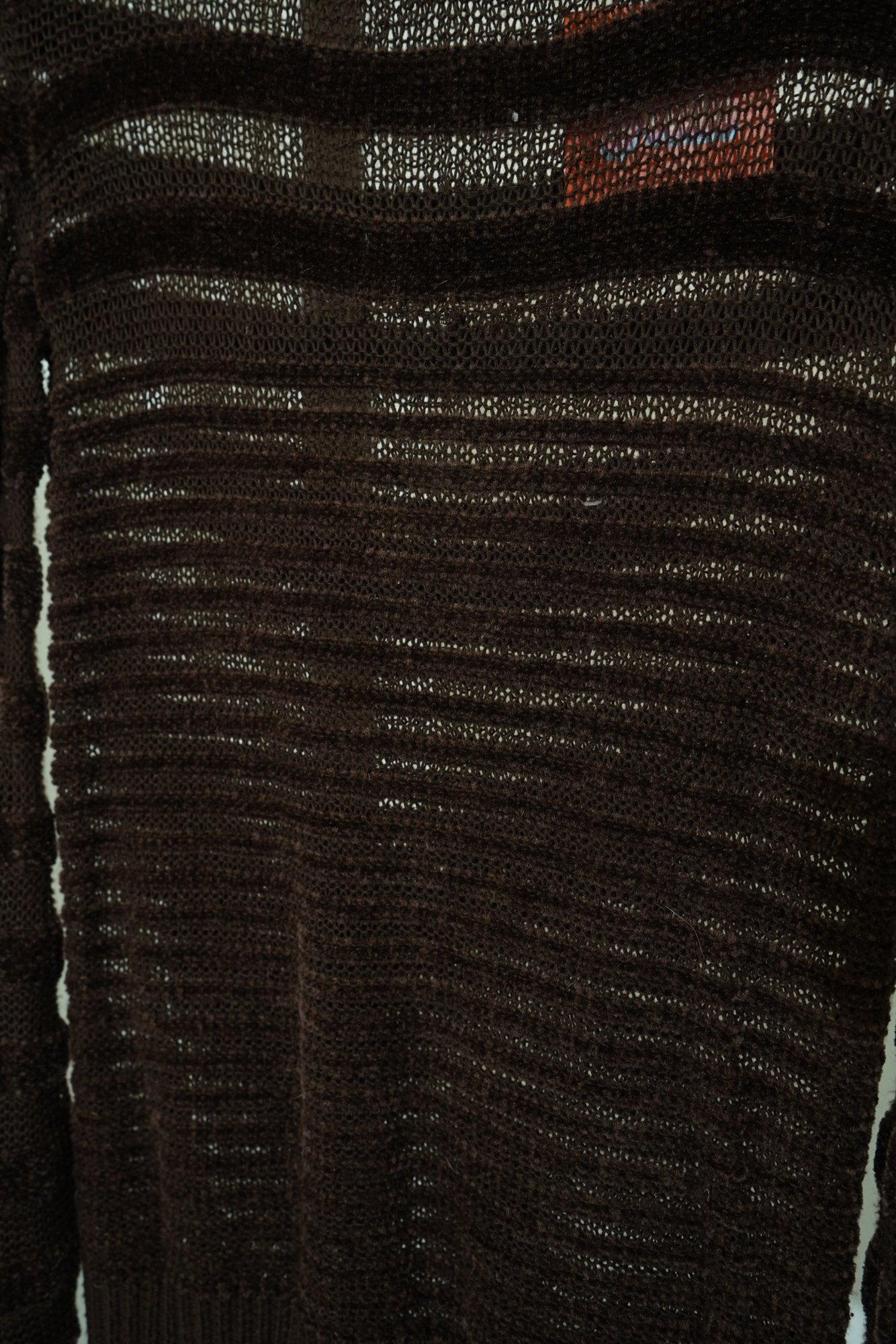 70s Rondeau International Chocolate Brown Open-Weave Knit Sweater, image 5