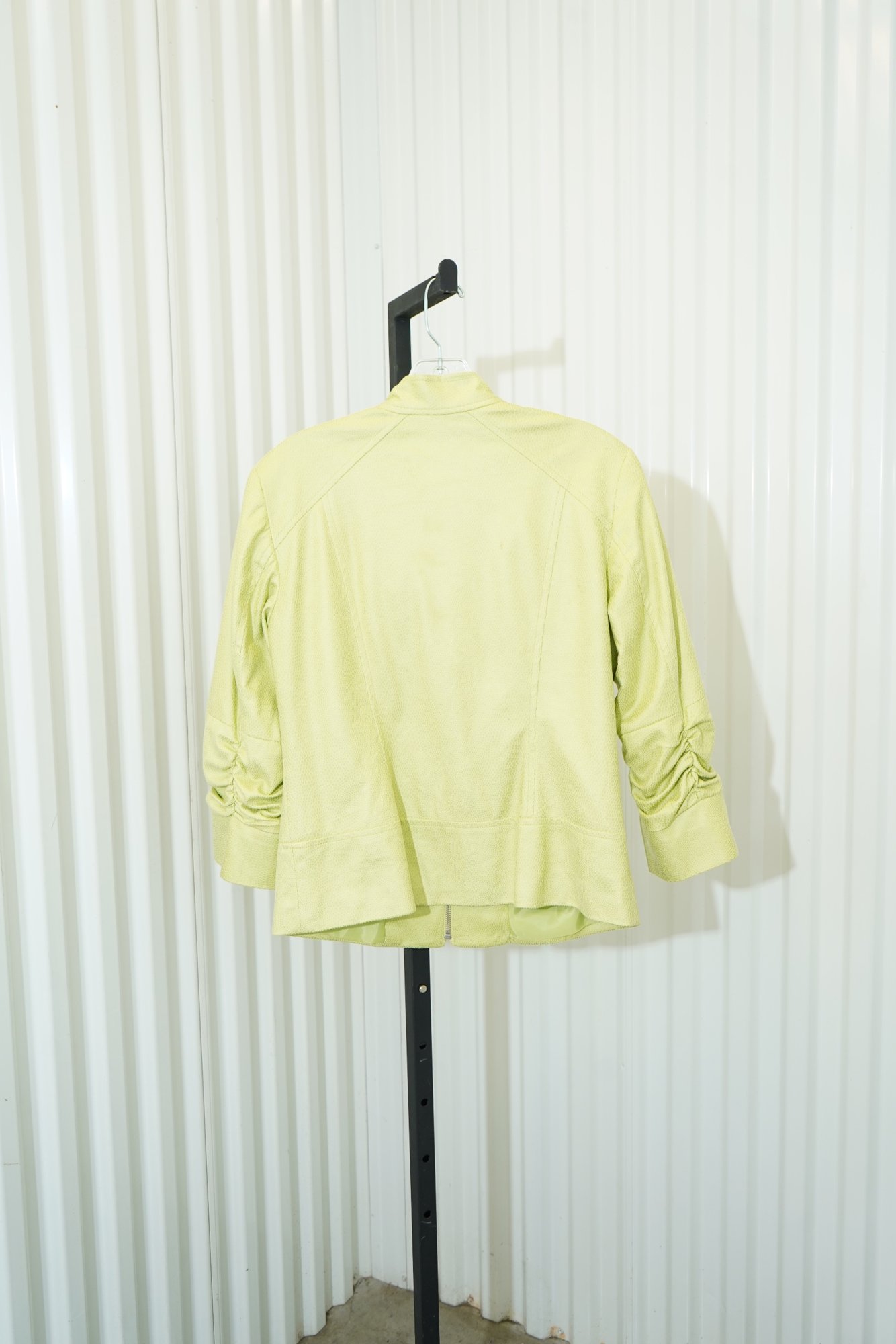 Y2K Chicos Chartreuse Ruched-Sleeve Zip Jacket, image 6