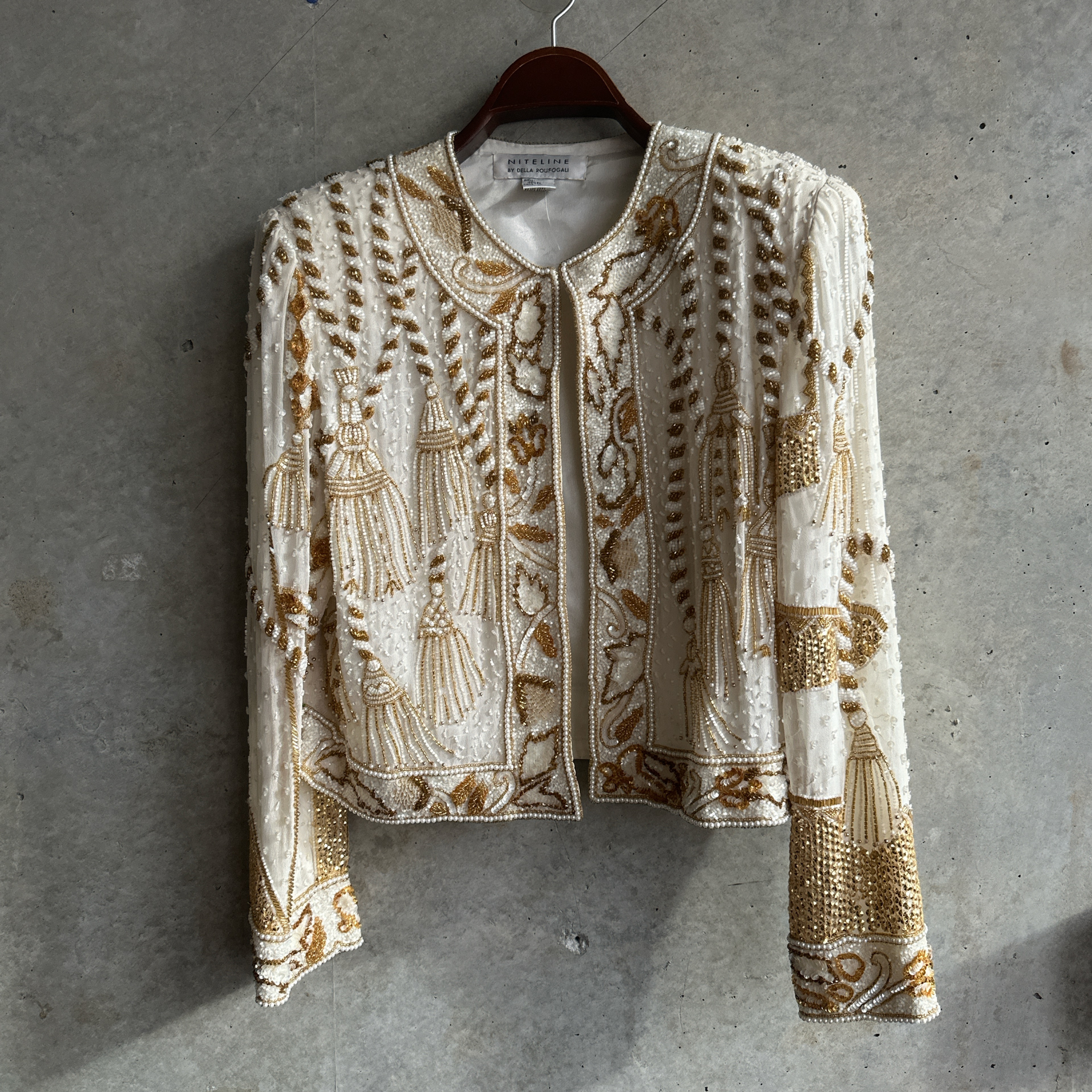 Niteline by Della Roufogali cream and gold beaded blazer — image 3
