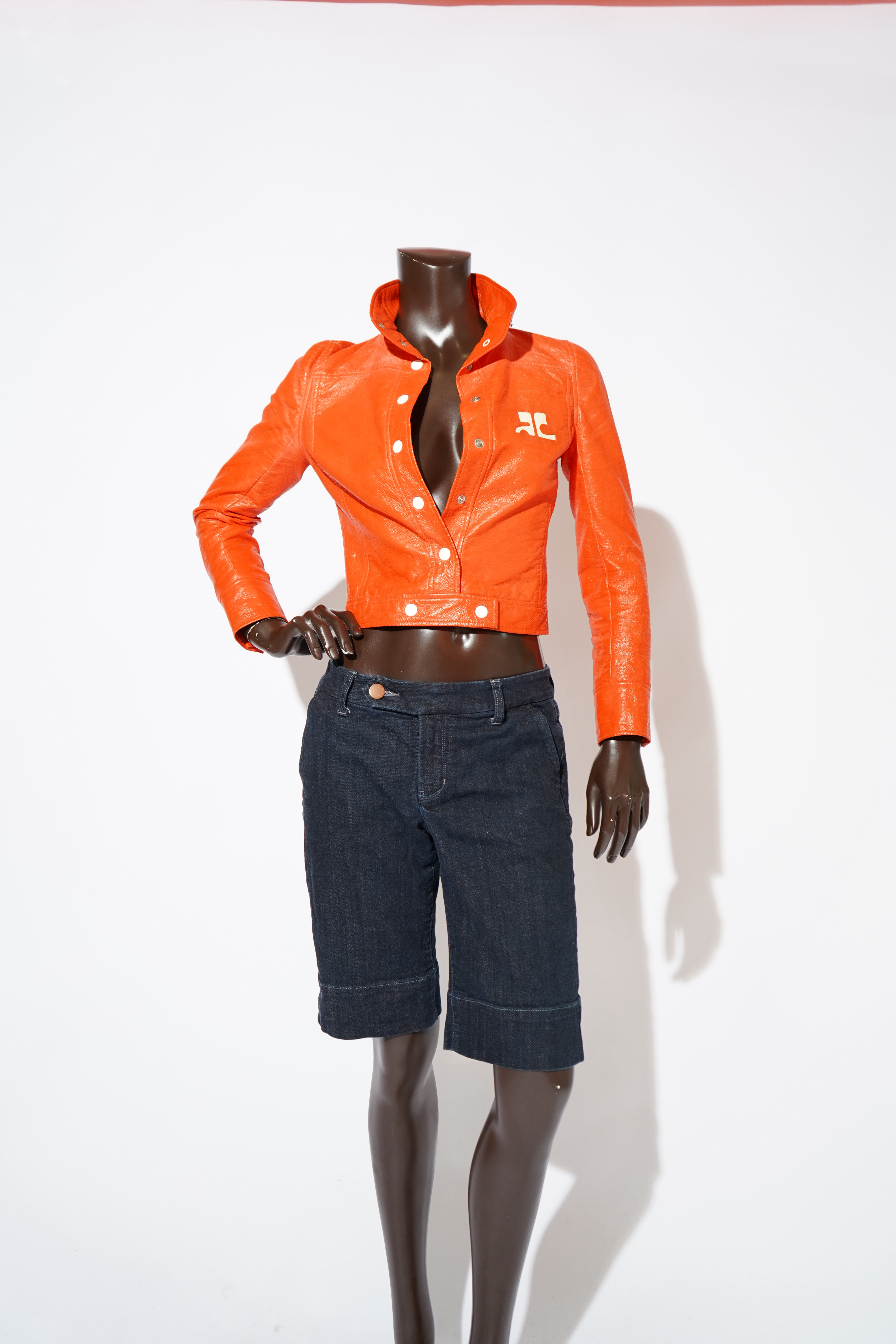 Original 1960s André Courrèges Orange Vinyl Jacket — image 2