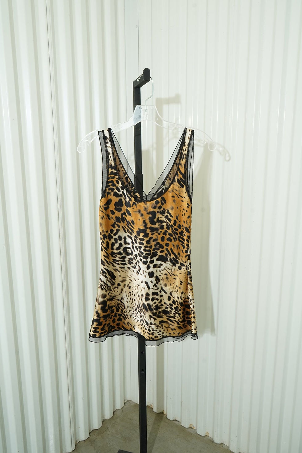 Thumbnail: 1990s-2000s PAPILLON BLANC ANIMAL PRINT POLY MESH TRIM TOP