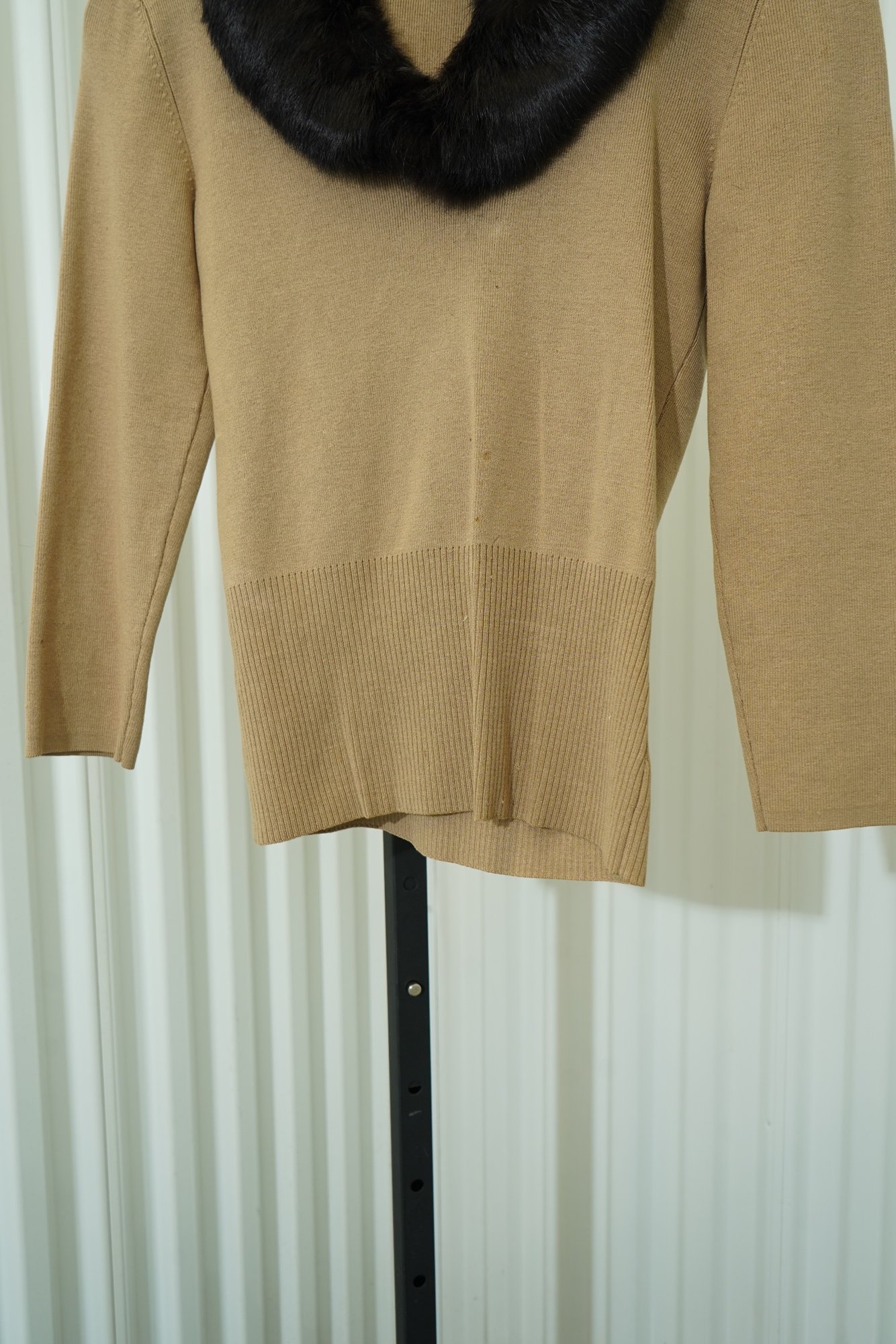 80s By artisan Camel Brown Fur Collar knit sweater, image 5