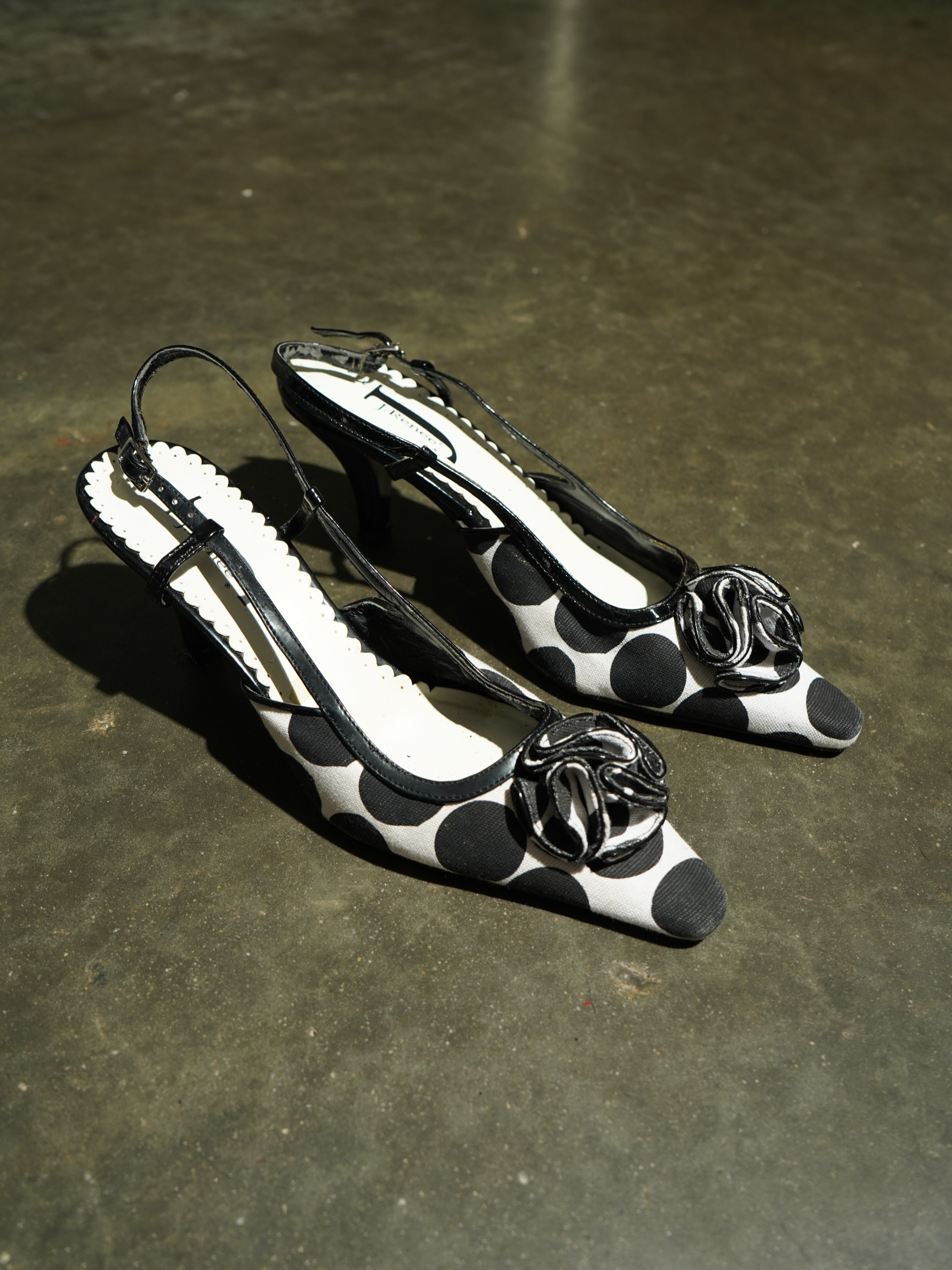 J. Renee Black & White Polka Dot Rosette Slingback — image 3