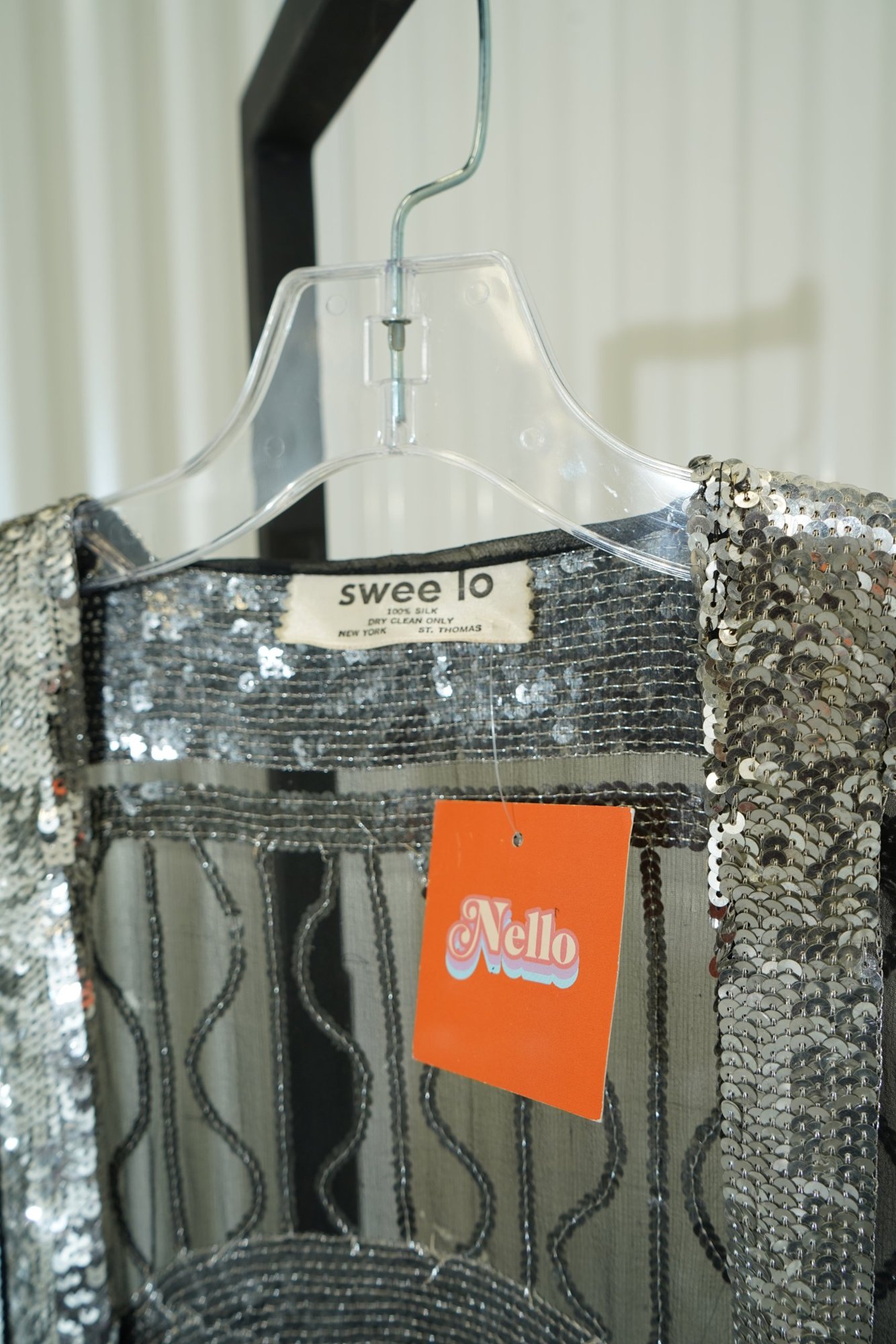 swee lo NY - St. Thomas 1970s swee lo art deco Black/Silver medallian Sequin Me…, image 3