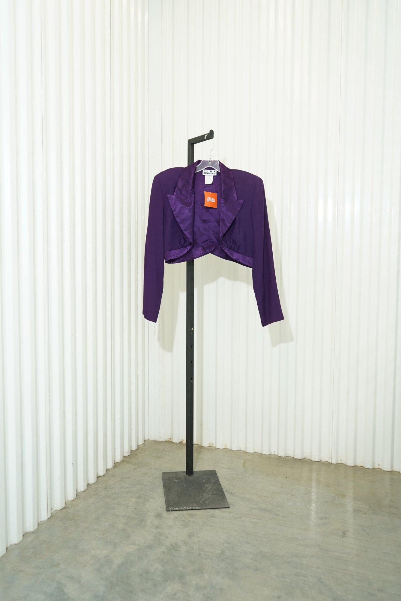 80s/90s FIRE Los Angeles Purple Satin Lapel Cropped Bolero Jacket, image 2
