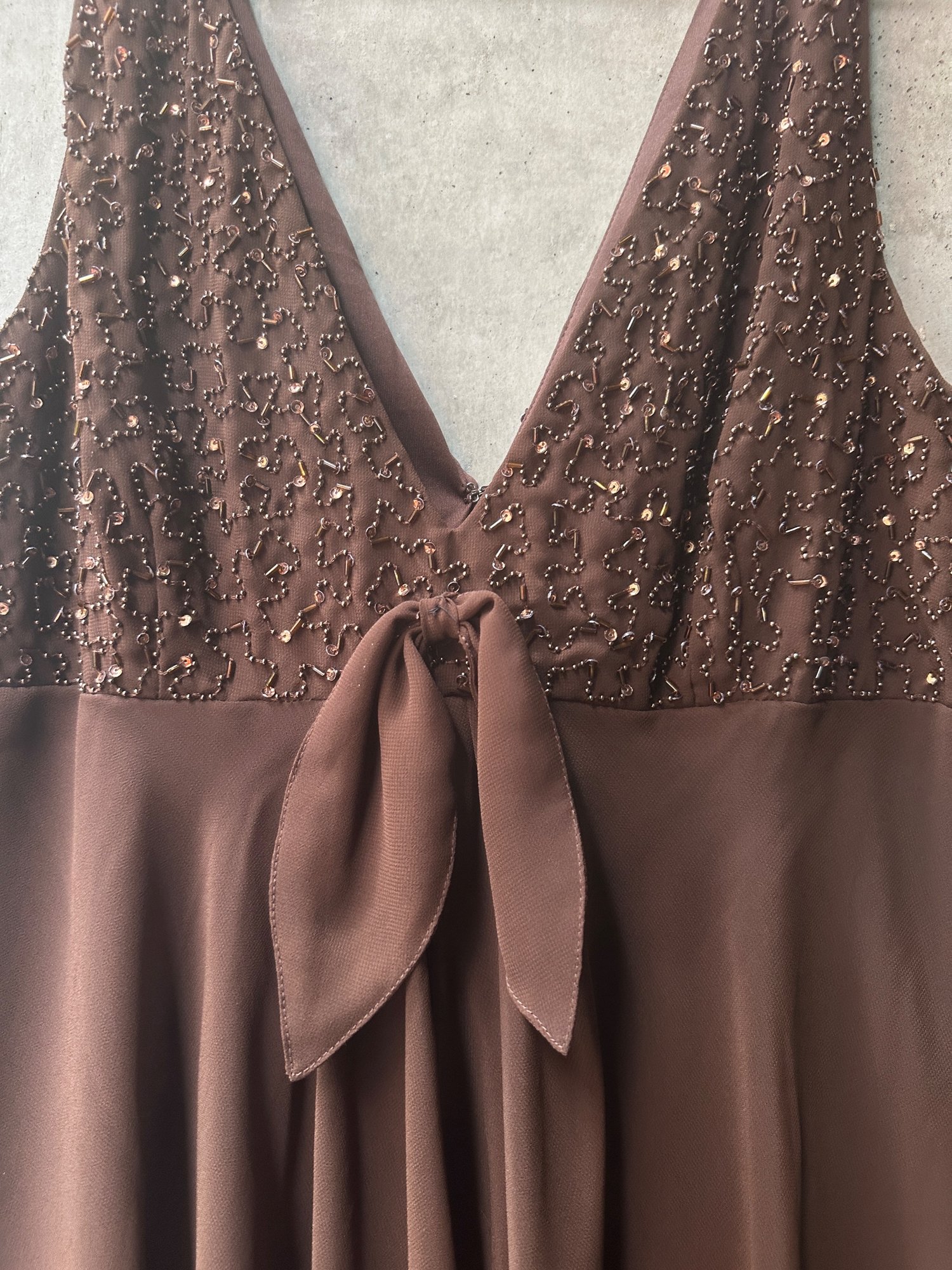 1990s-2000s EVA BLUE Beaded Bodice Empire Waist Dress, image 5