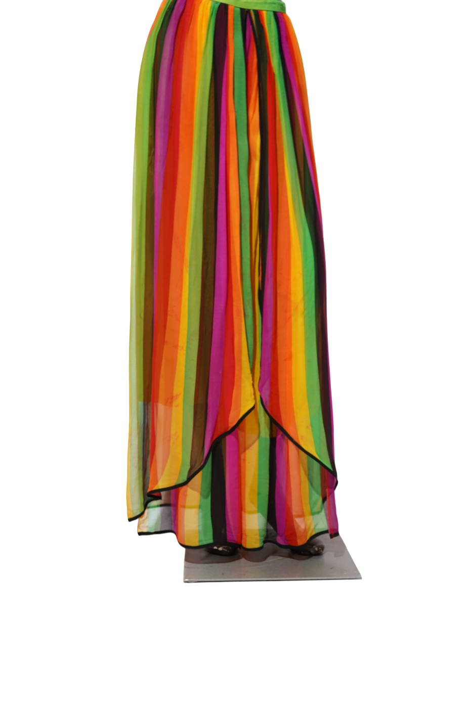 Thumbnail: 1960-1970's Vintage Rainbow Silk Chiffon Palazzo Pants