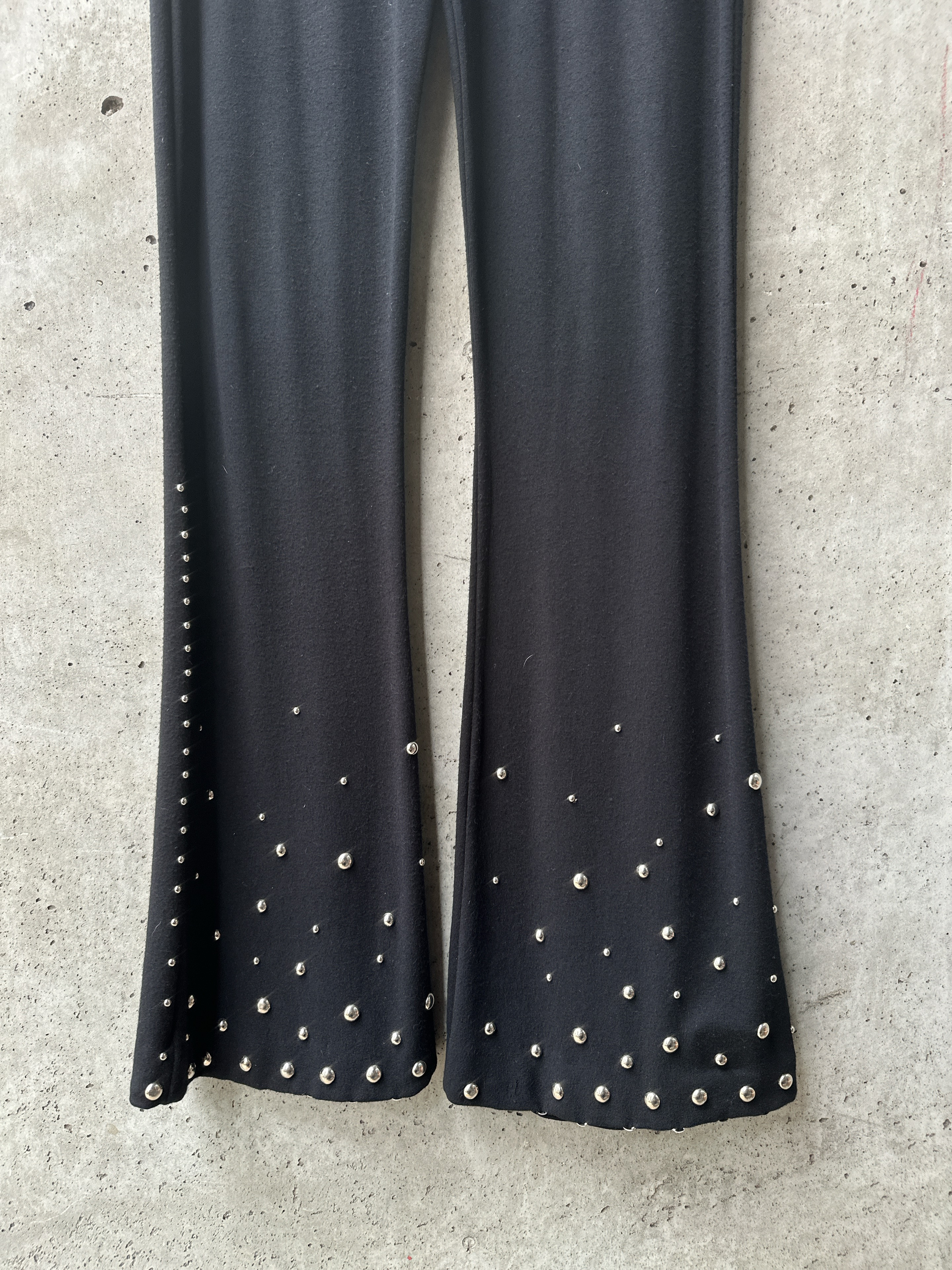 Black Studded Flare Pants with Silver Studs — image 2