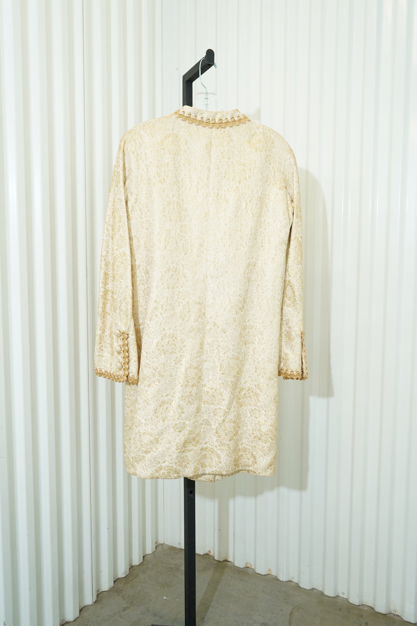 80s Gold Metallic Brocade Long Evening Jacket, image 7
