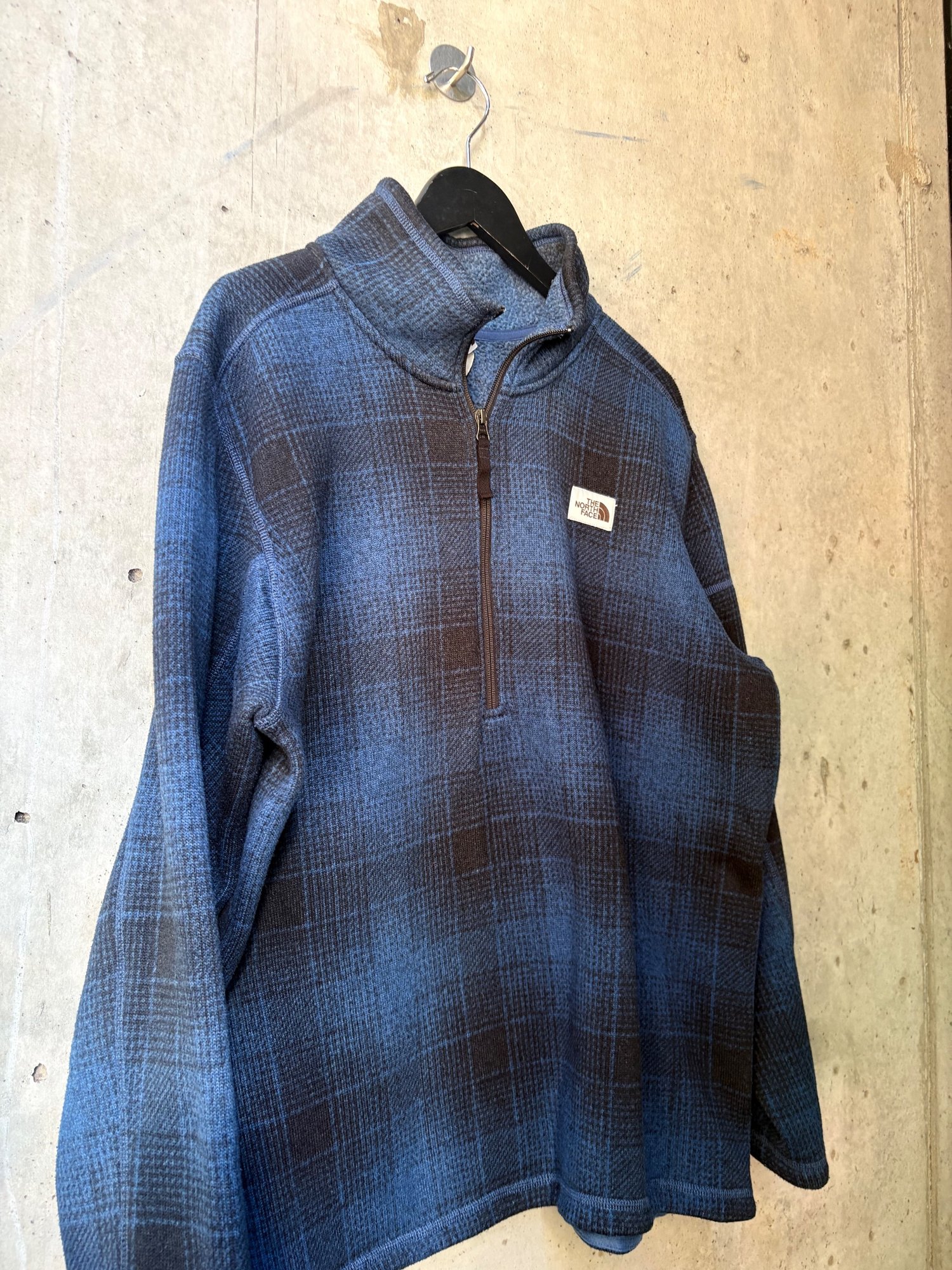 north face 2010s-2020s blue plaid northface 1/4 zip, image 2