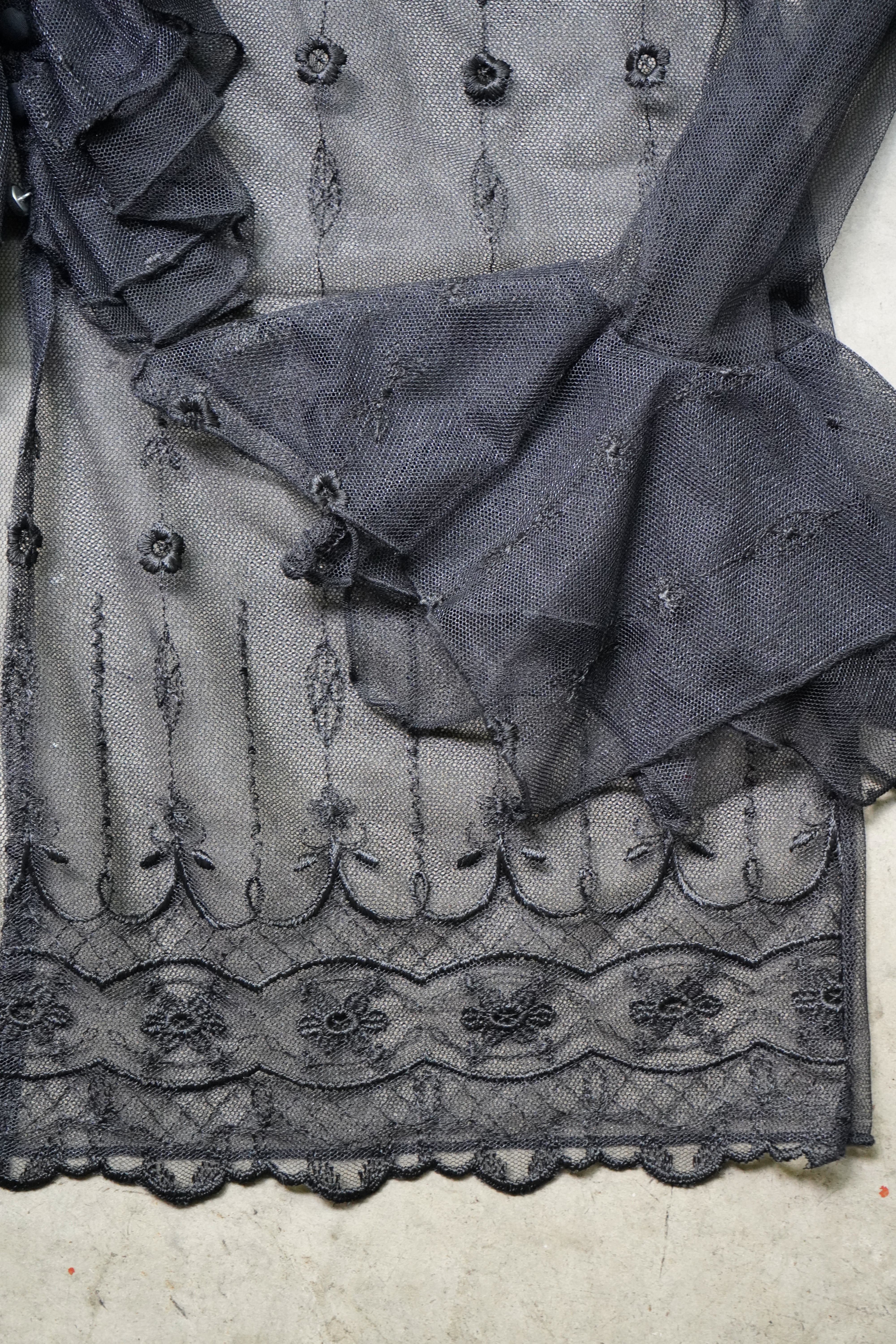 Nouvelle Couture Black Lace Sheer Top, image 4