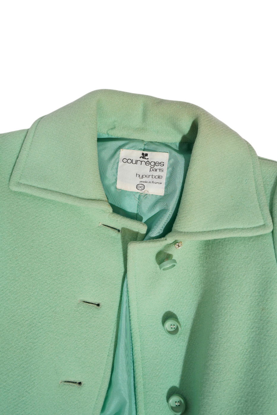 Thumbnail: Courrèges Hyperbole Paris Mint Green Wool Belted Coat