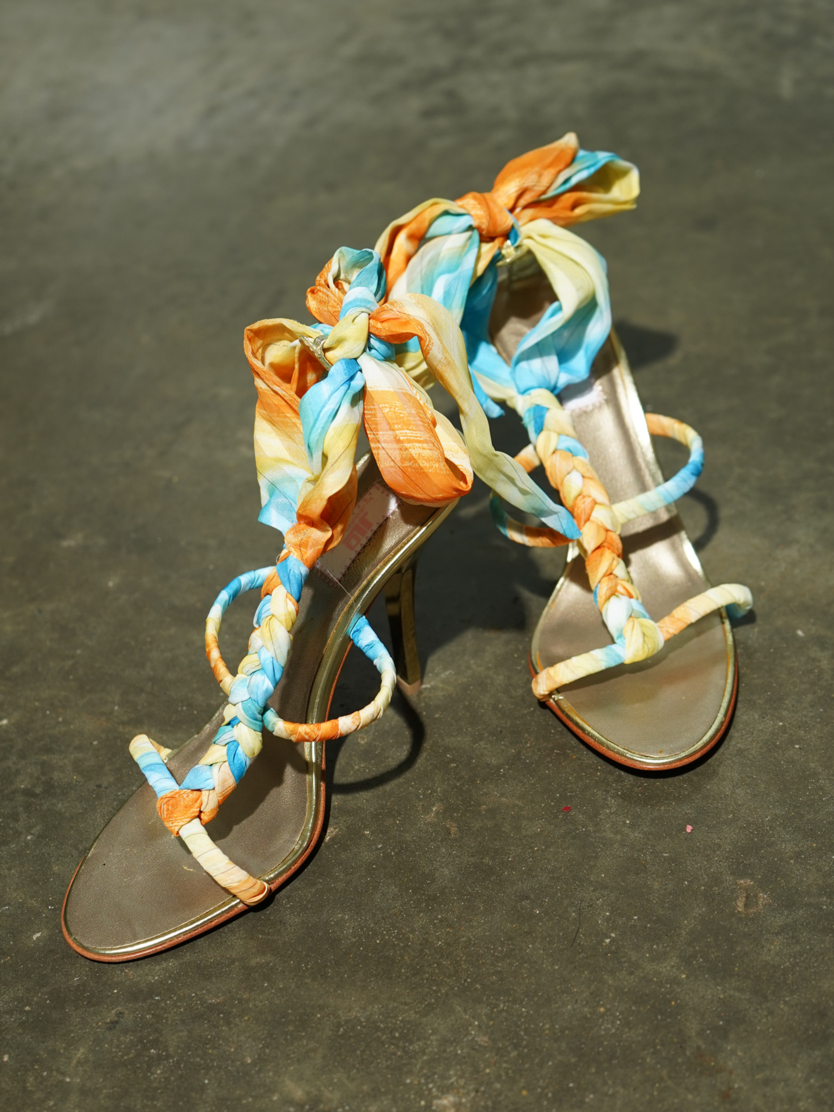 JLO Braided Silk Scarf Lace-Up Gladiator Sandal — image 4