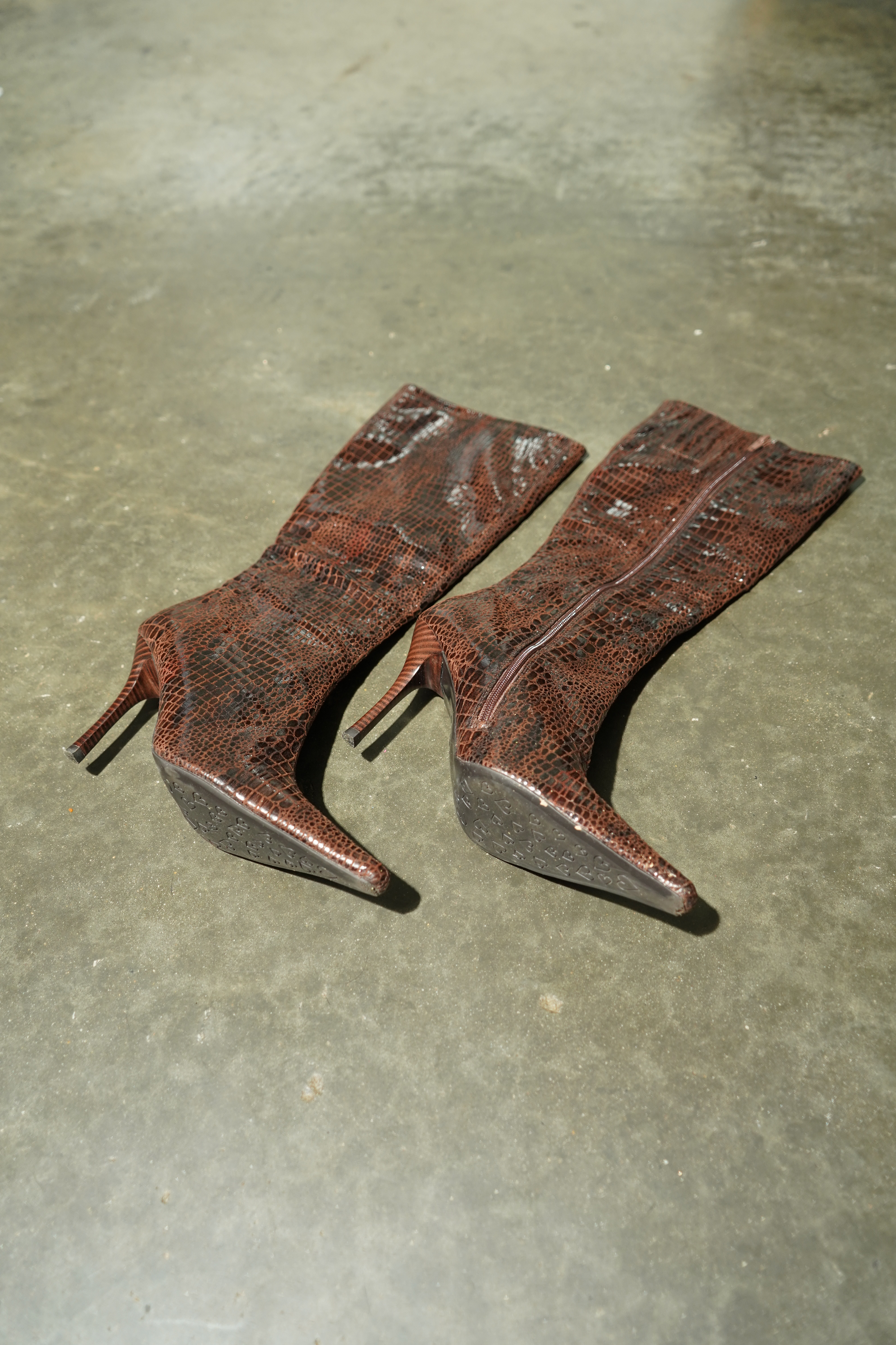 Chocolate Croc Stiletto Micro Boot — image 5