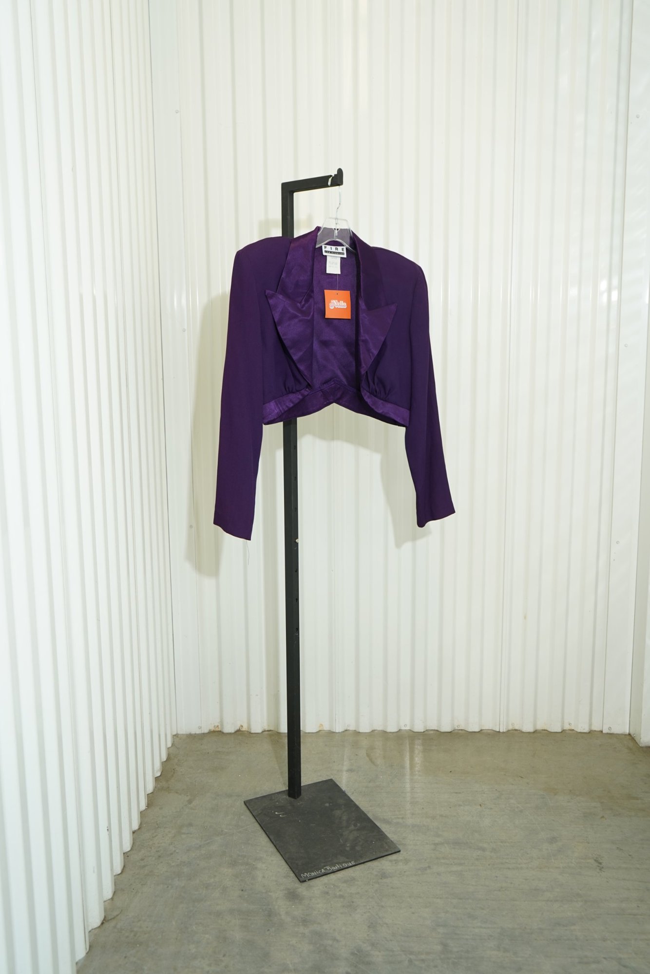 80s/90s FIRE Los Angeles Purple Satin Lapel Cropped Bolero Jacket, image 6