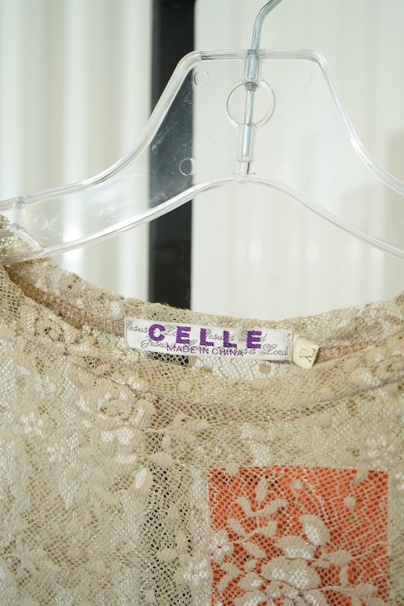 90s CELLE Champagne lace Long Seeve Top, image 5