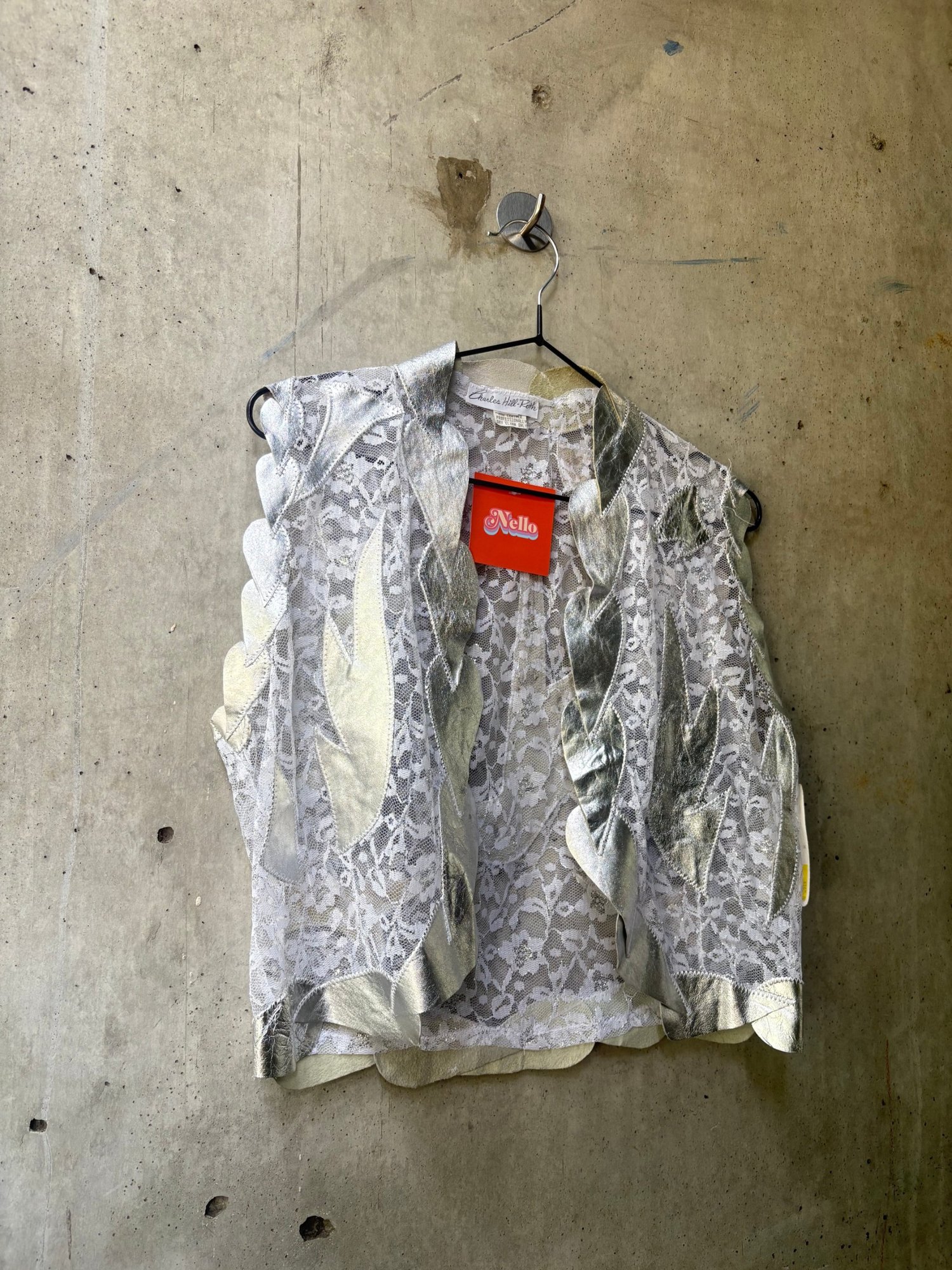 1980s Charles Hill-Roth Sheer Lace Cropped Vest, image 2