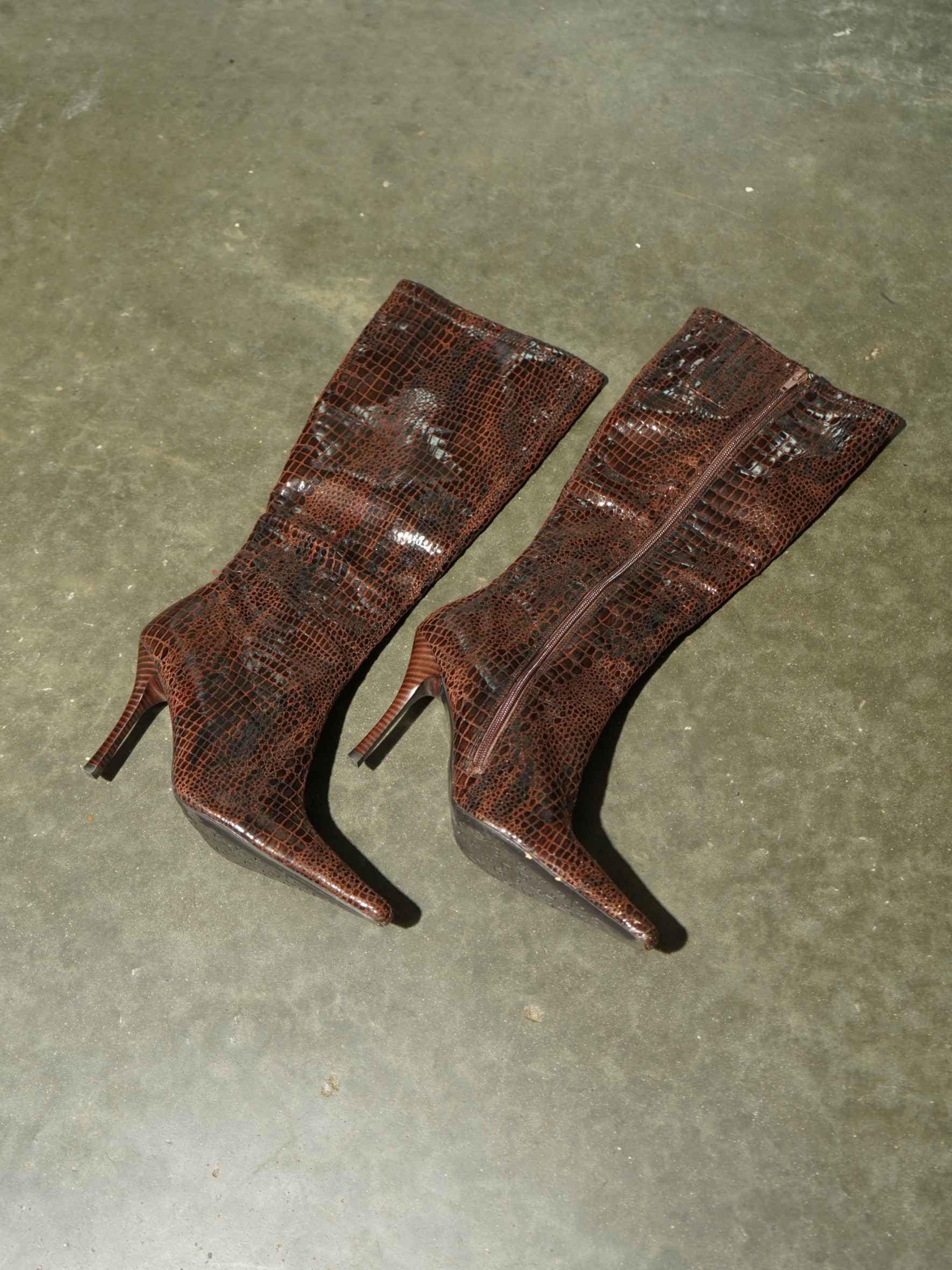 Chocolate Croc Stiletto Micro Boot — image 2