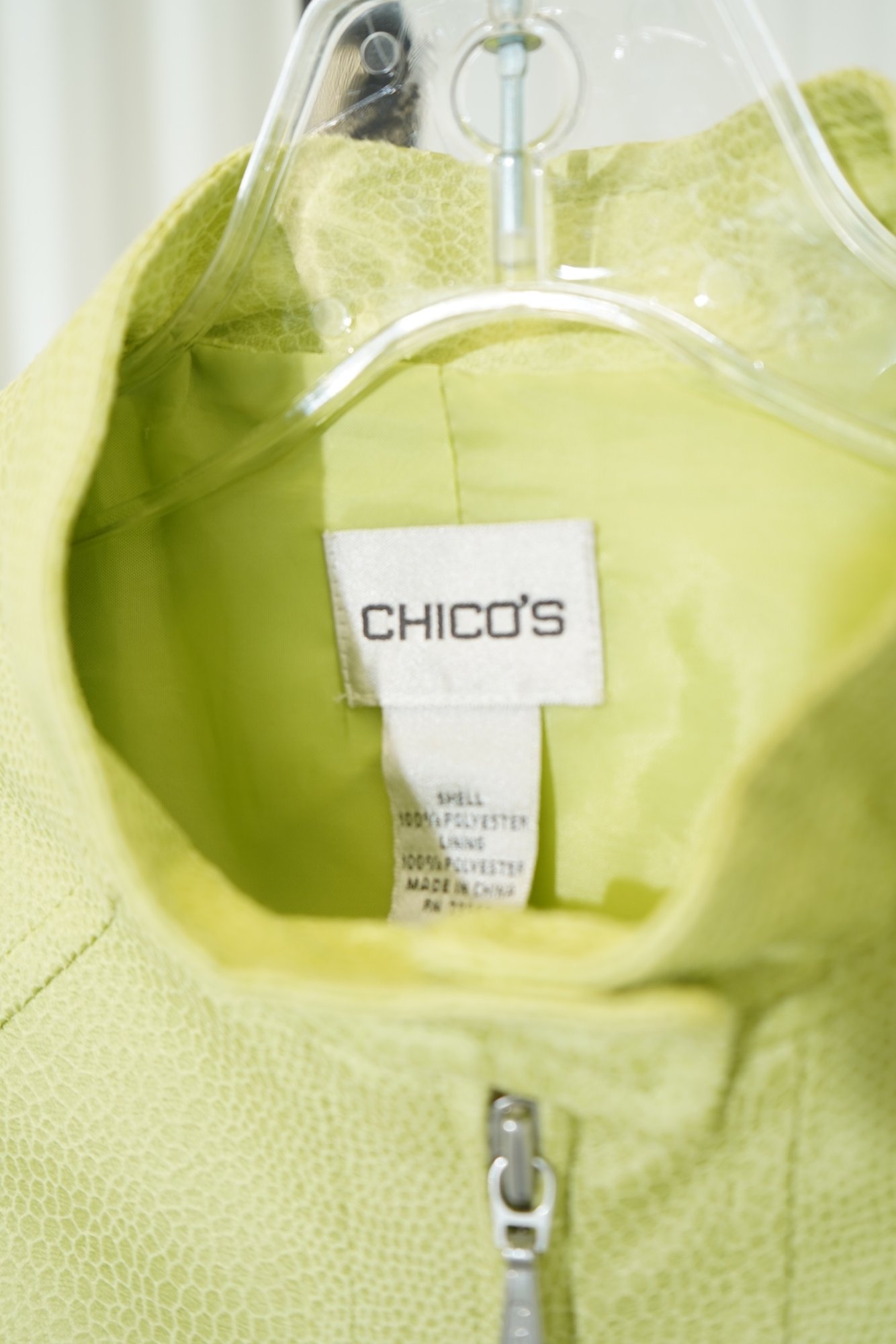 Y2K Chicos Chartreuse Ruched-Sleeve Zip Jacket, image 5