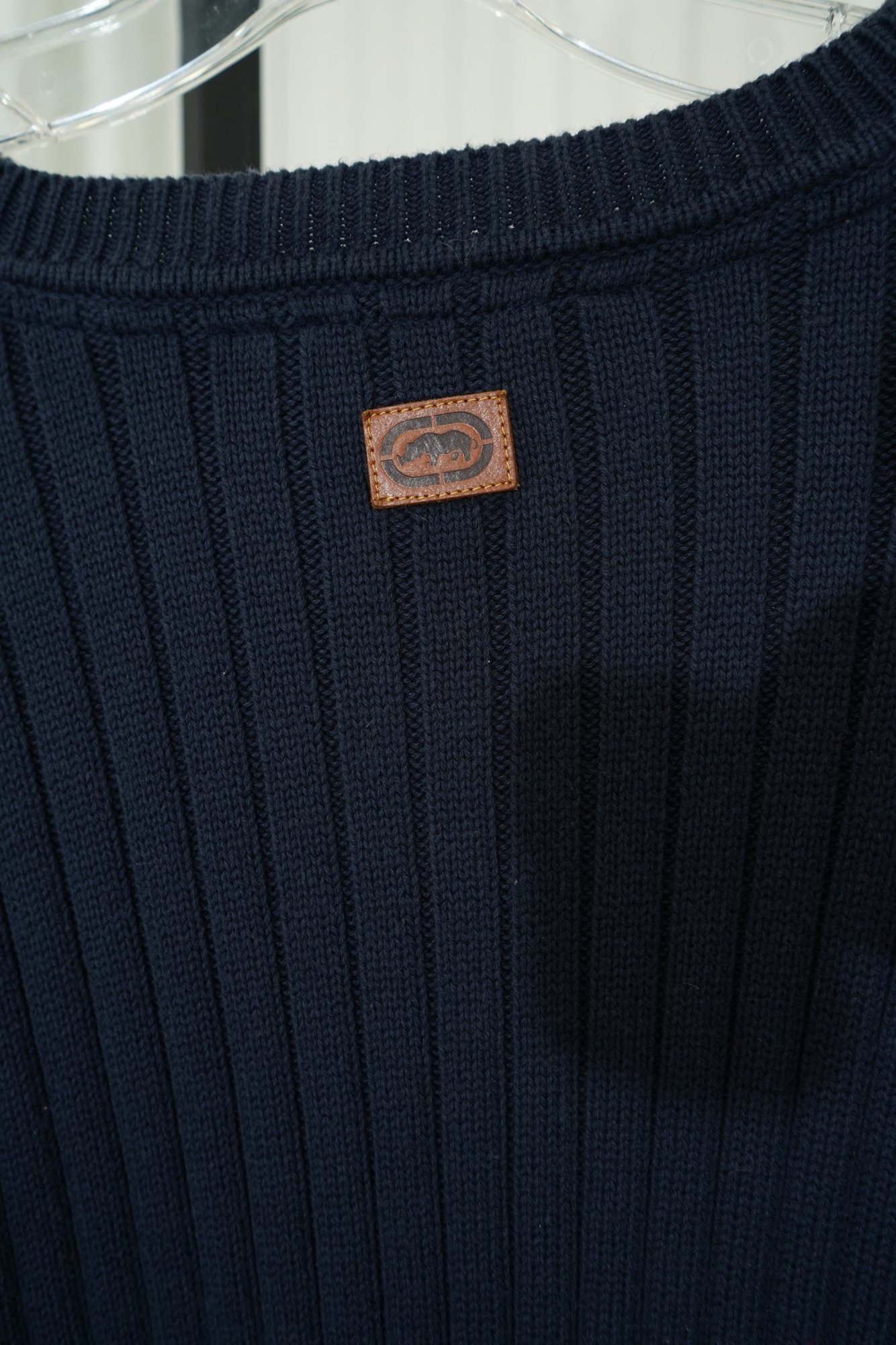 Y2K eckō unltd. Navy Ribbed Crew Neck Sweater (mens), image 6