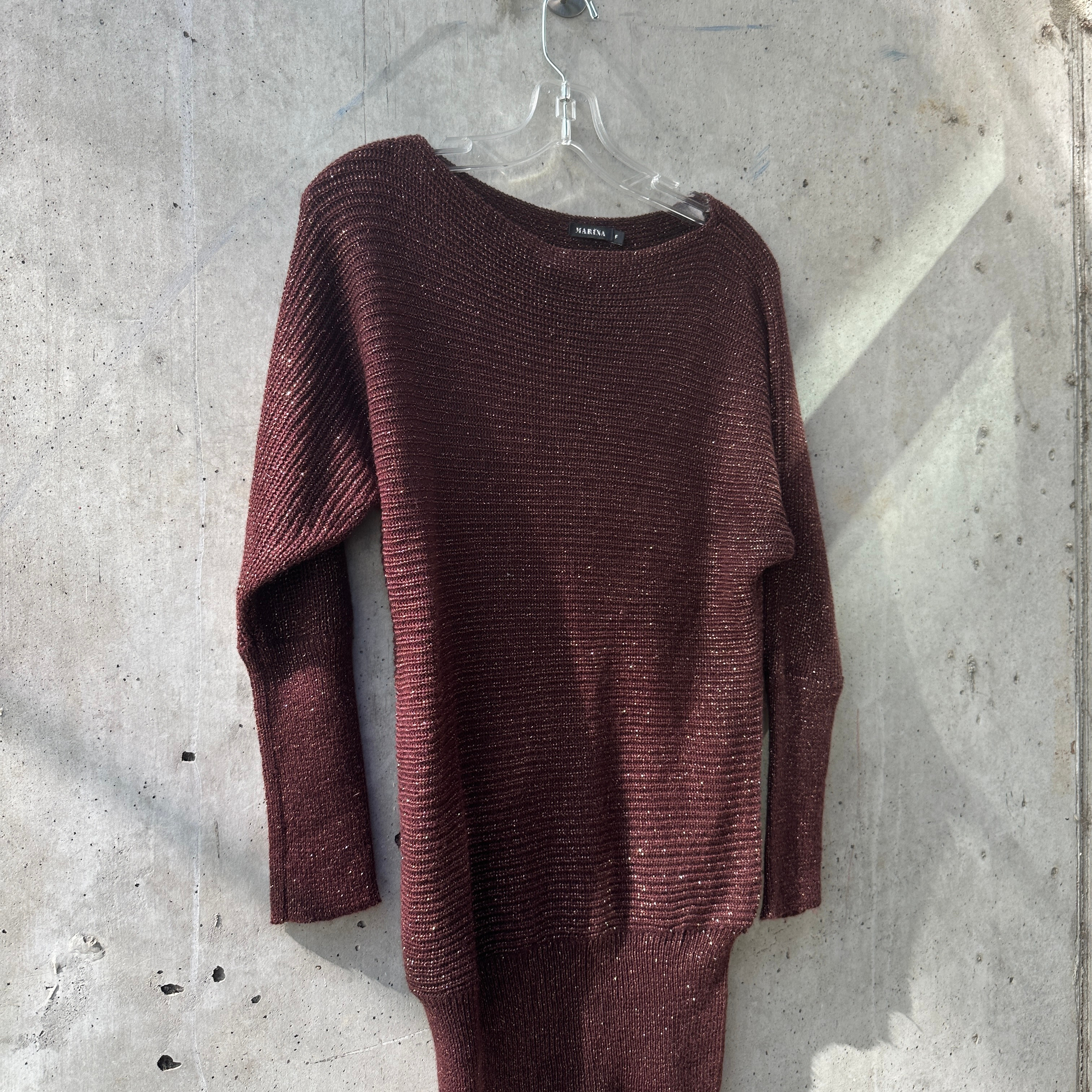 Marina Brown Gold Glitter 2000's Sweater Dress — image 2