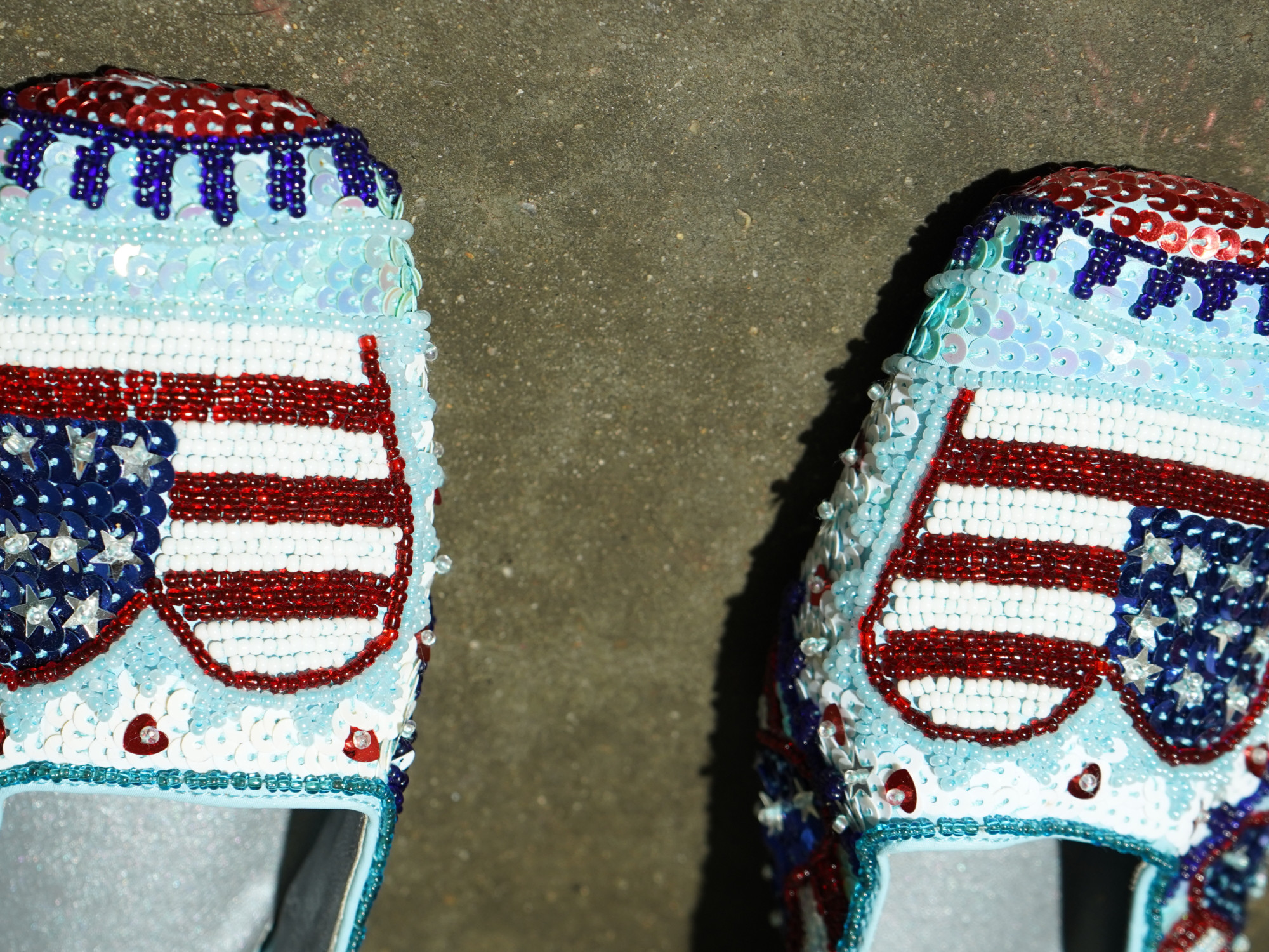 Wanted Americana Crystal Beaded Flag Heart Flat Mule — image 4