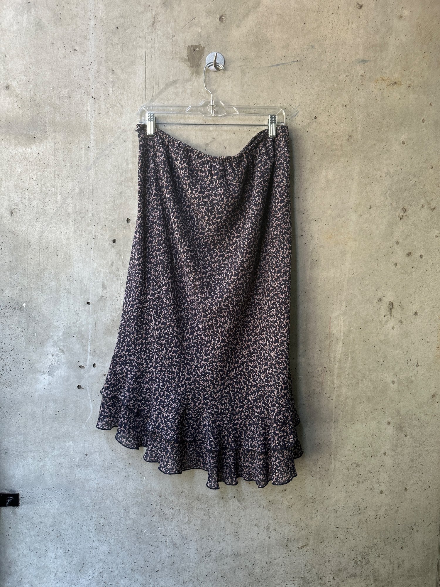 90s Lane Bryant Floral Print Ruffle Hem Midi Skirt, image 4