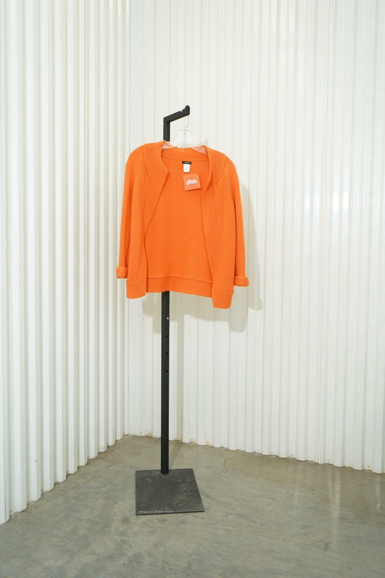 2010s-2020s J. CREW Wool Pumpkin Orange Crochet Wool Cardigan, image 2