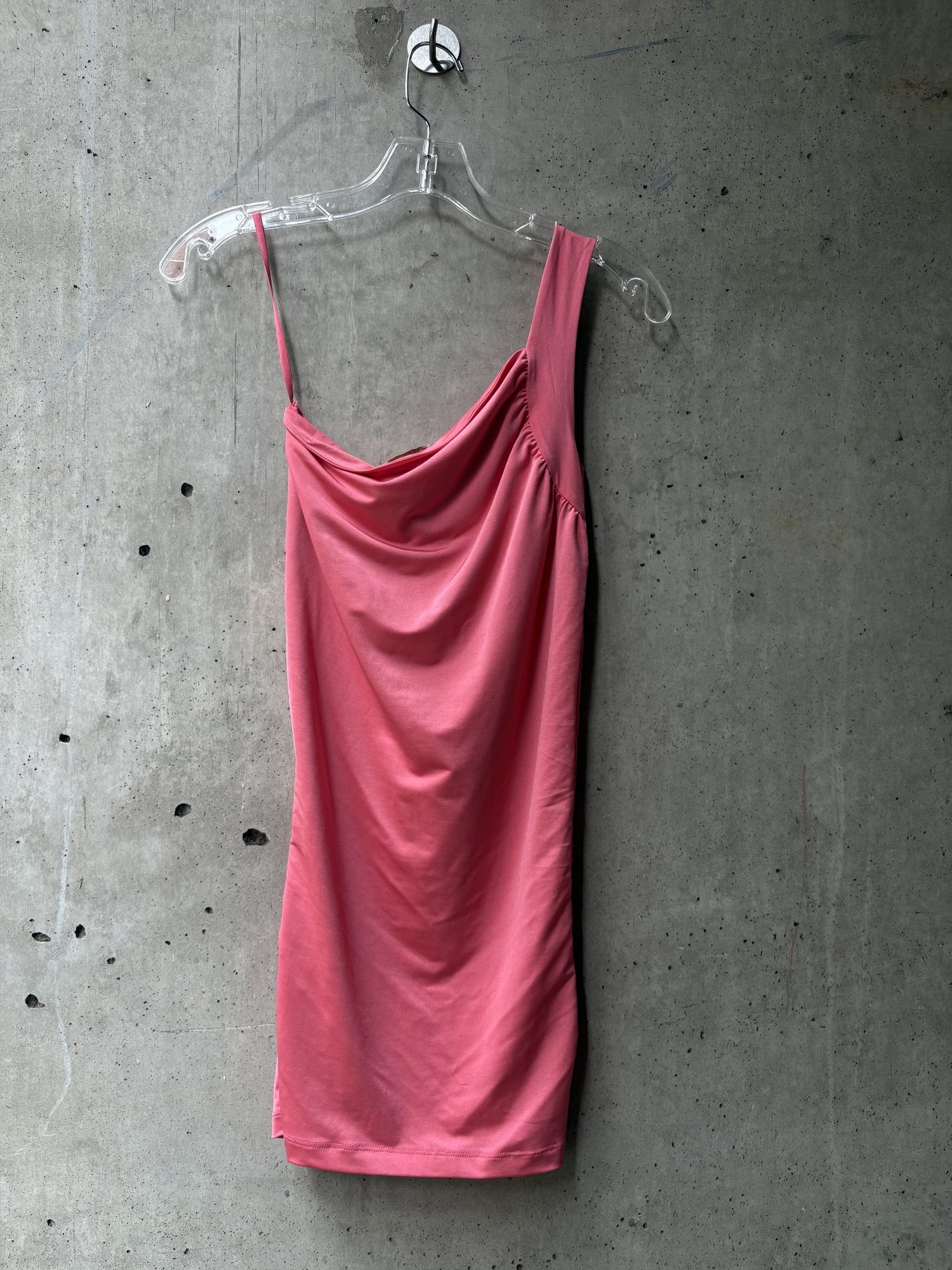2000s Sean Jean Asymmetric Draped Pink Mini Dress, image 3