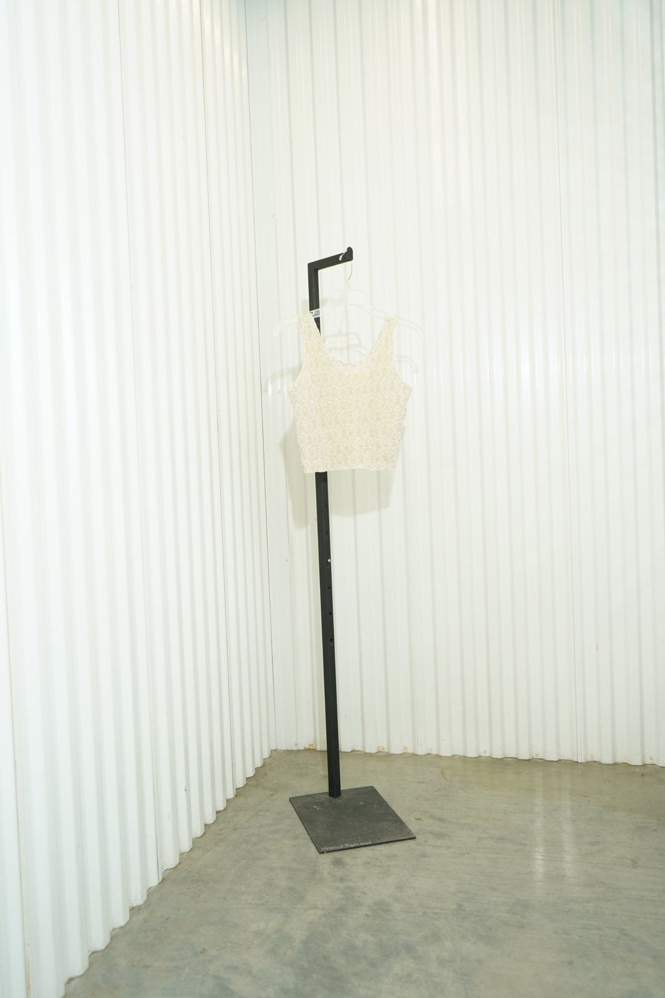 Gold Cream Mesh Knit Tank Top