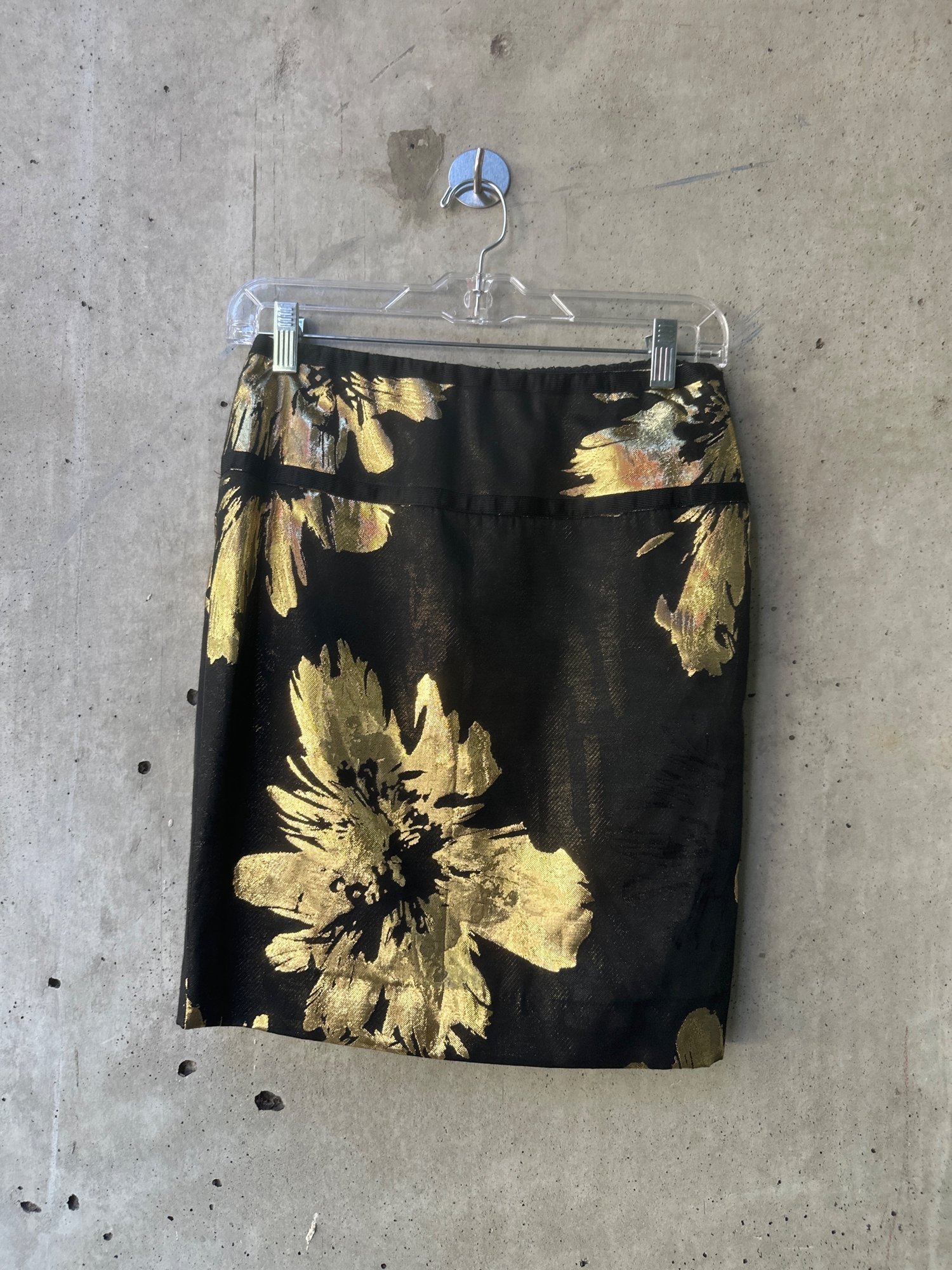 2000s-2010s ETCETERA Black and Gold Floral Pencil Skirt, image 5
