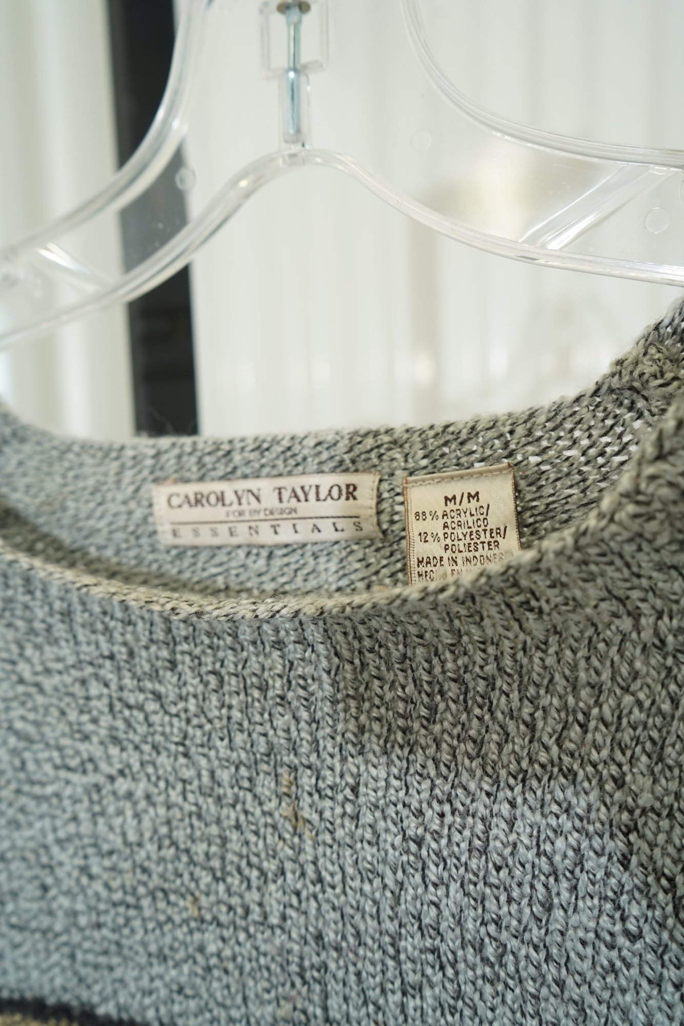 90s Carolyn Taylor Essentials Grey Marl Multi-Stripe Knit Sweater, image 4