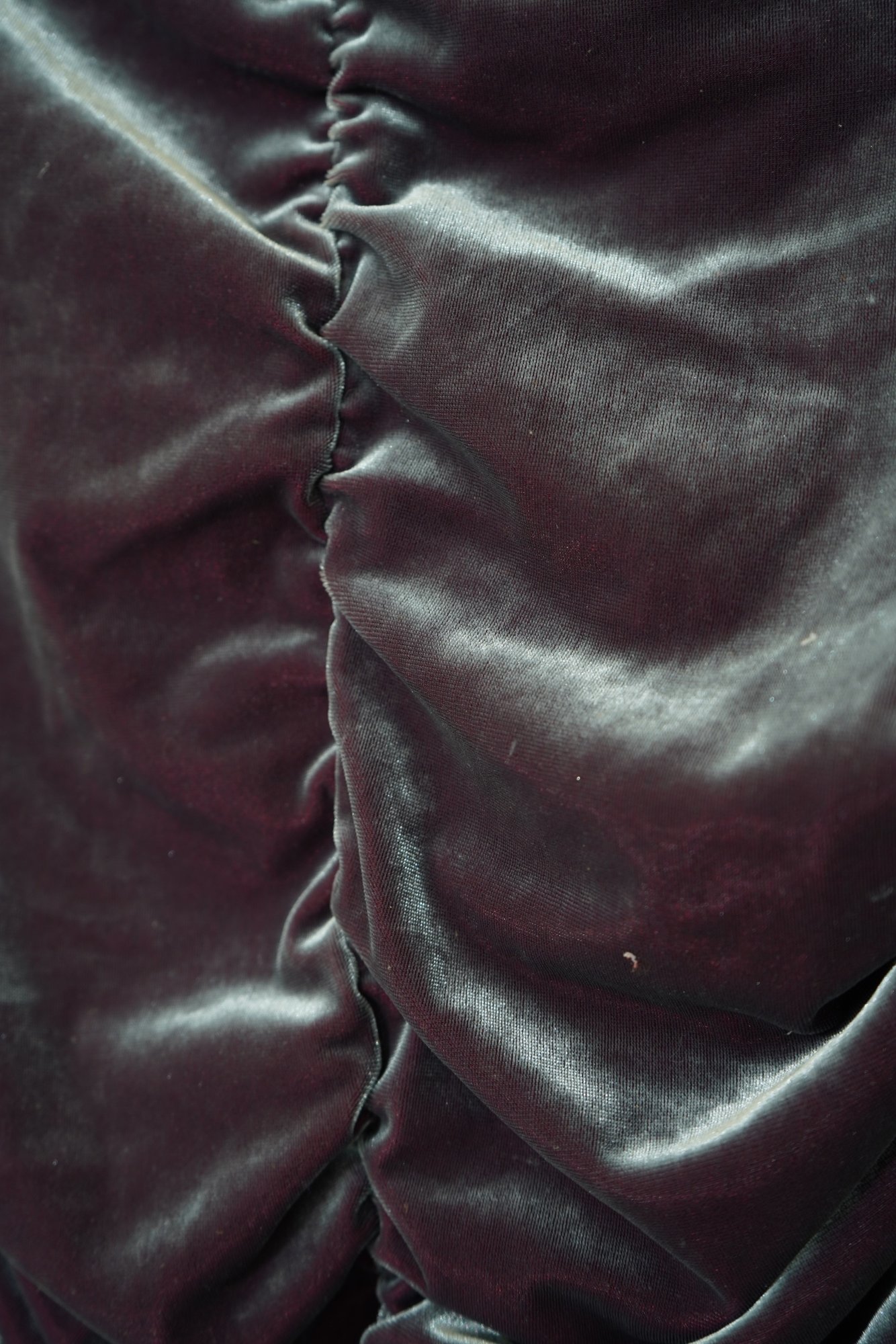 Y2K Charcoal Velvet ruched mauve iridescent long sleeve-top, image 6