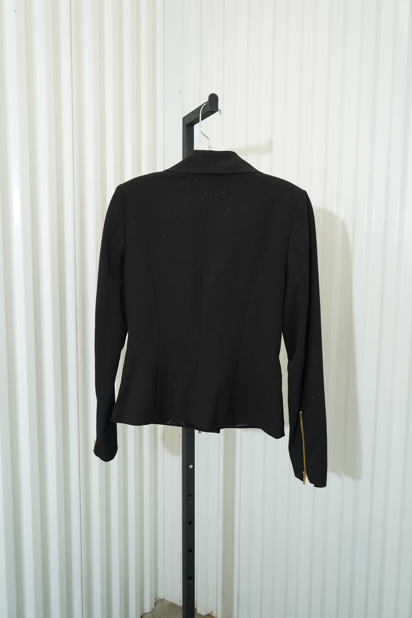 Y2K Calvin Klein Black Moto Jacekt with Aysmmetri gold zip welt pockets, image 4