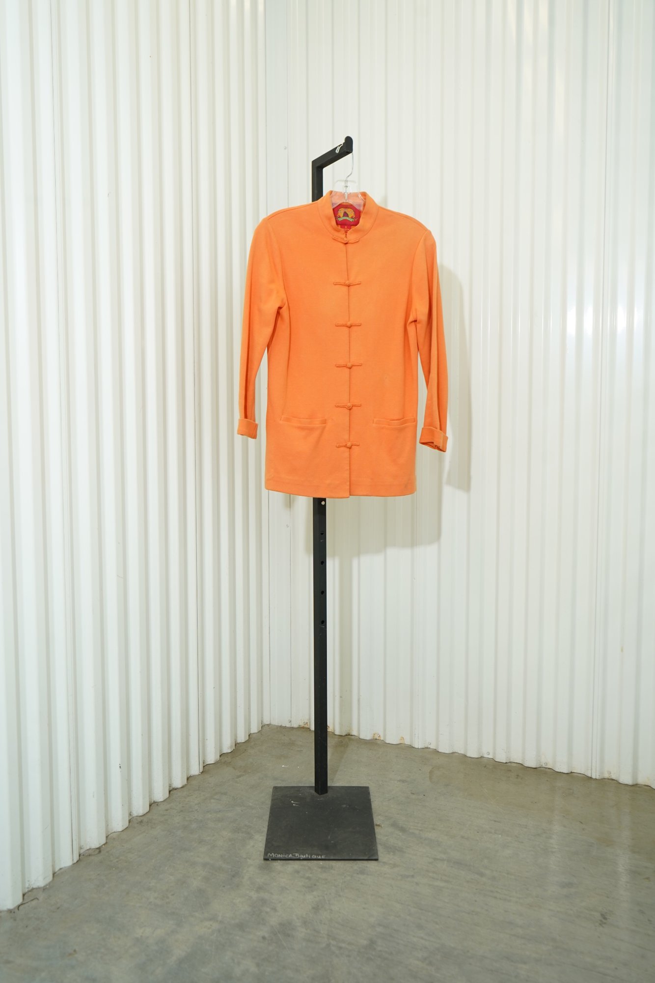 Y2K Shanghai Tang Orange Mandarin Collar Frog-Clousure Structured Jacket, image 2