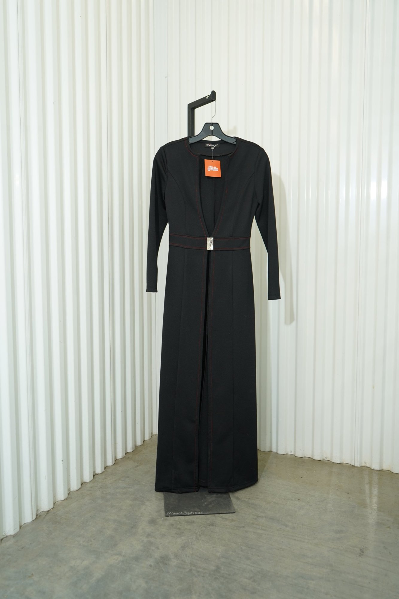2000s-2010s PiaoYa Long Black Belted Coat Dress, image 2