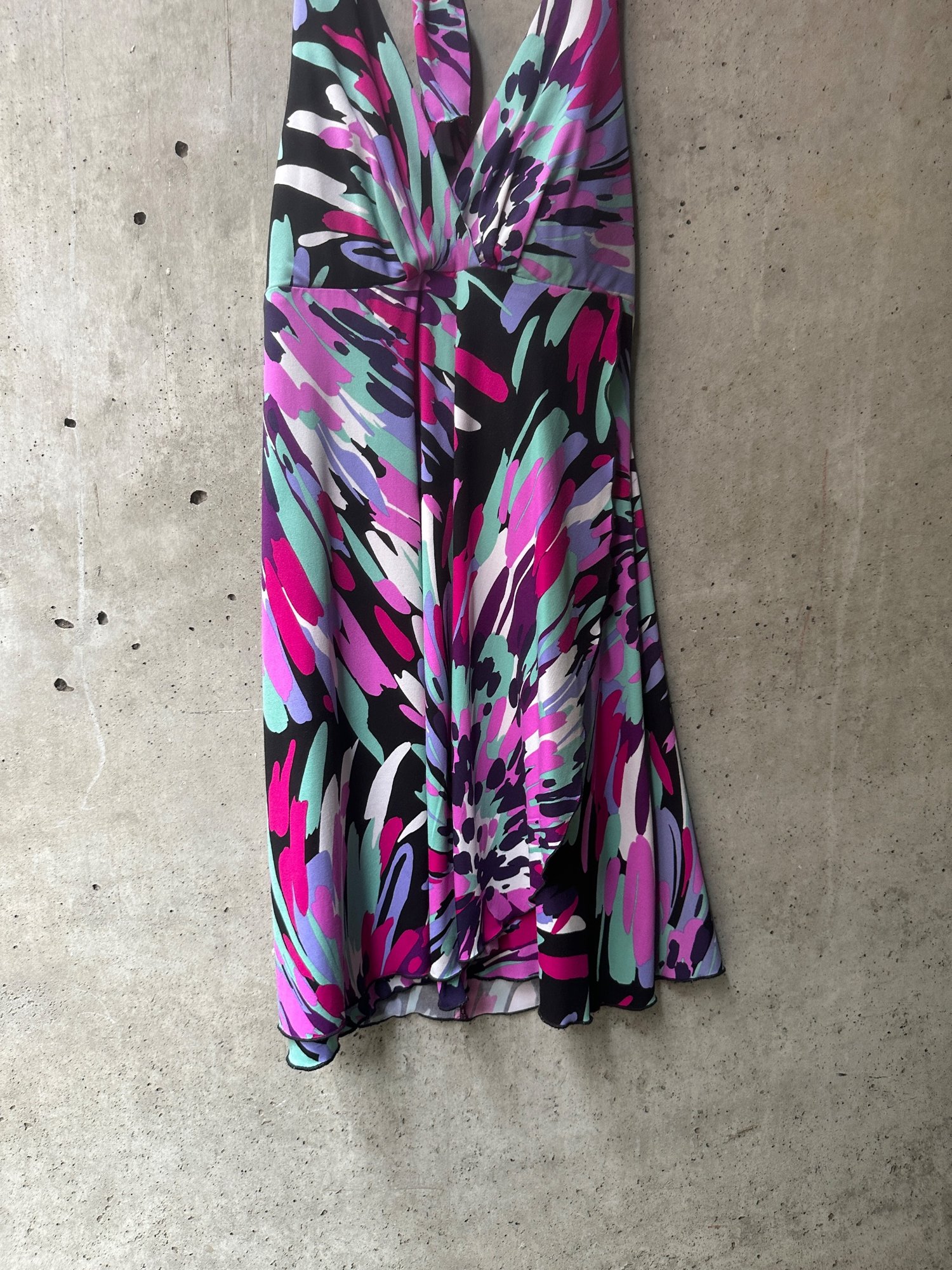 2000s Corey P. Abstract Floral Print Halter Dress, image 3