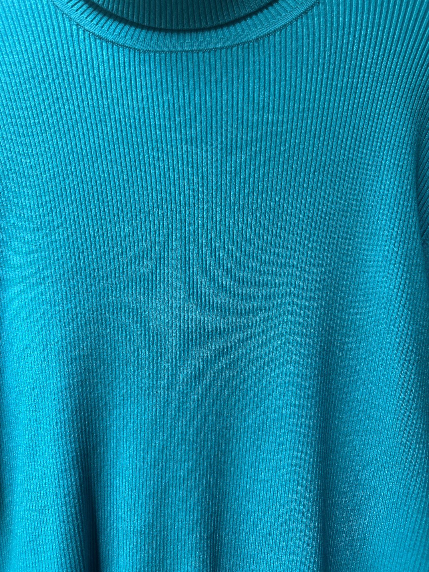 1990s-2000s Coldwater Creek Teal Ribbed Turtleneck Sweater, image 4