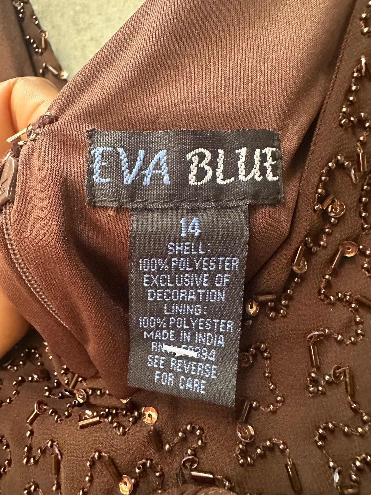 1990s-2000s EVA BLUE Beaded Bodice Empire Waist Dress, image 7