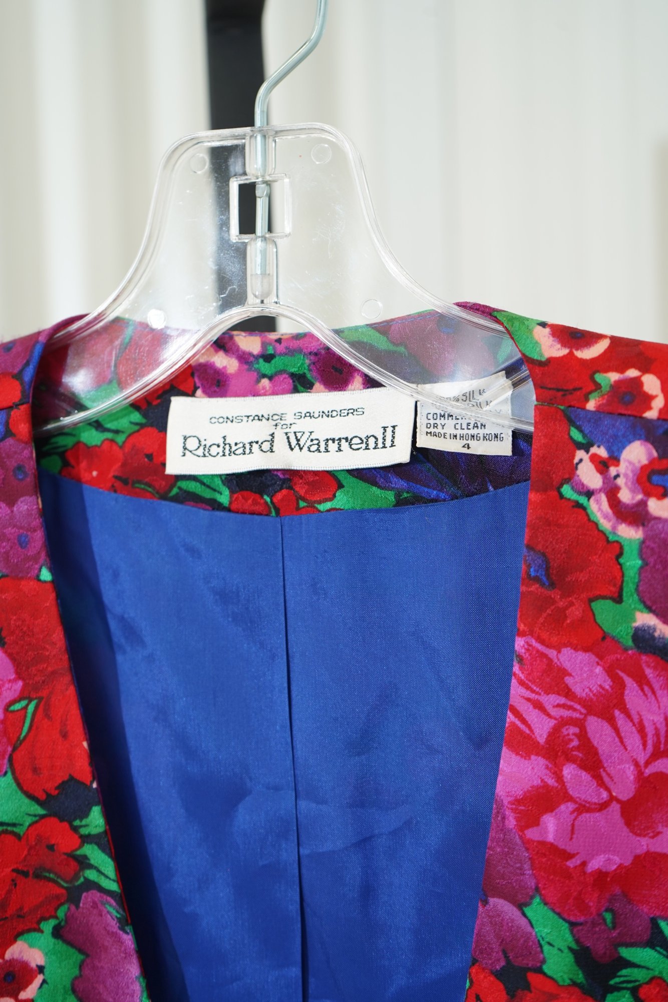 80s Constance Sanders for Richard Warren II Richard silk vibrant floral jacket, image 3