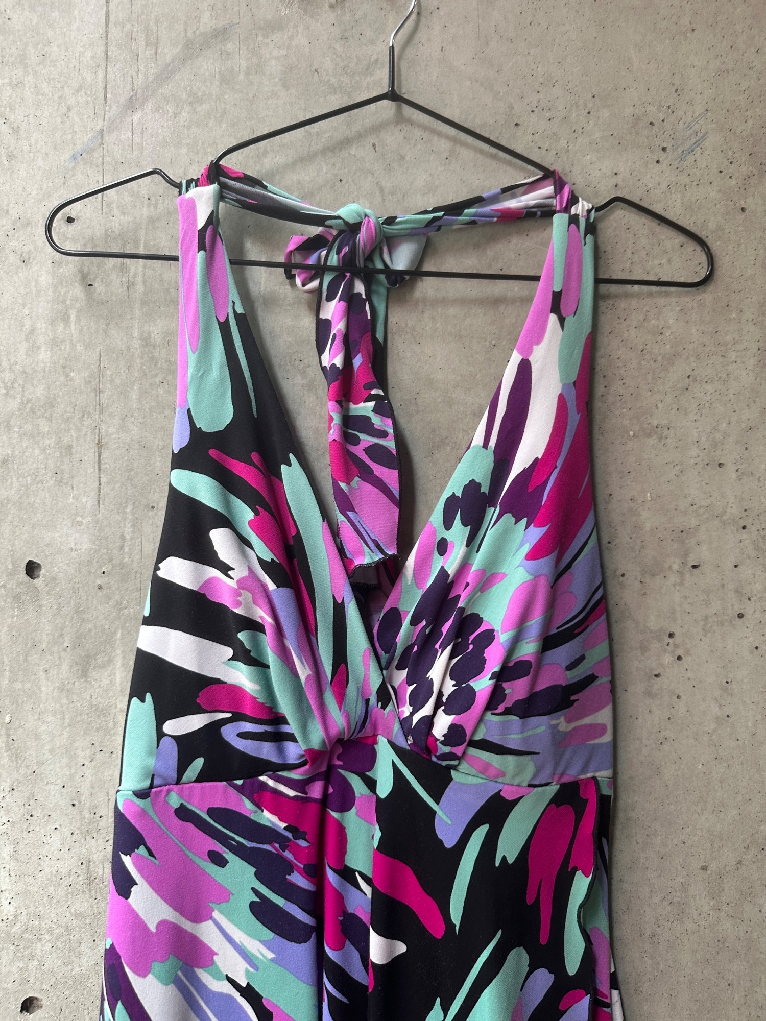 2000s Corey P. Abstract Floral Print Halter Dress, image 2