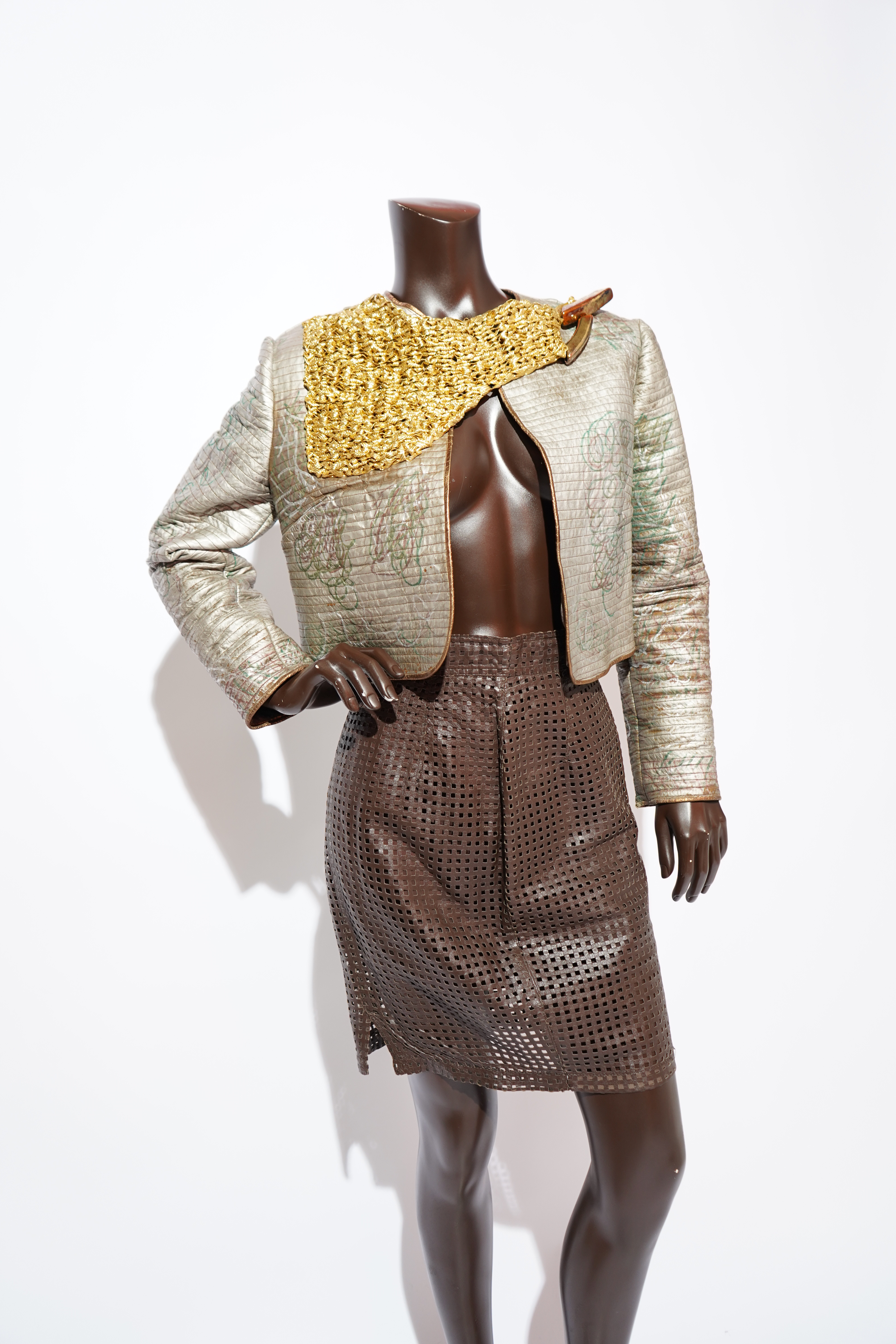 1980's Lisandro Sarasola Metallic Quilted Cropped Jacket — image 14