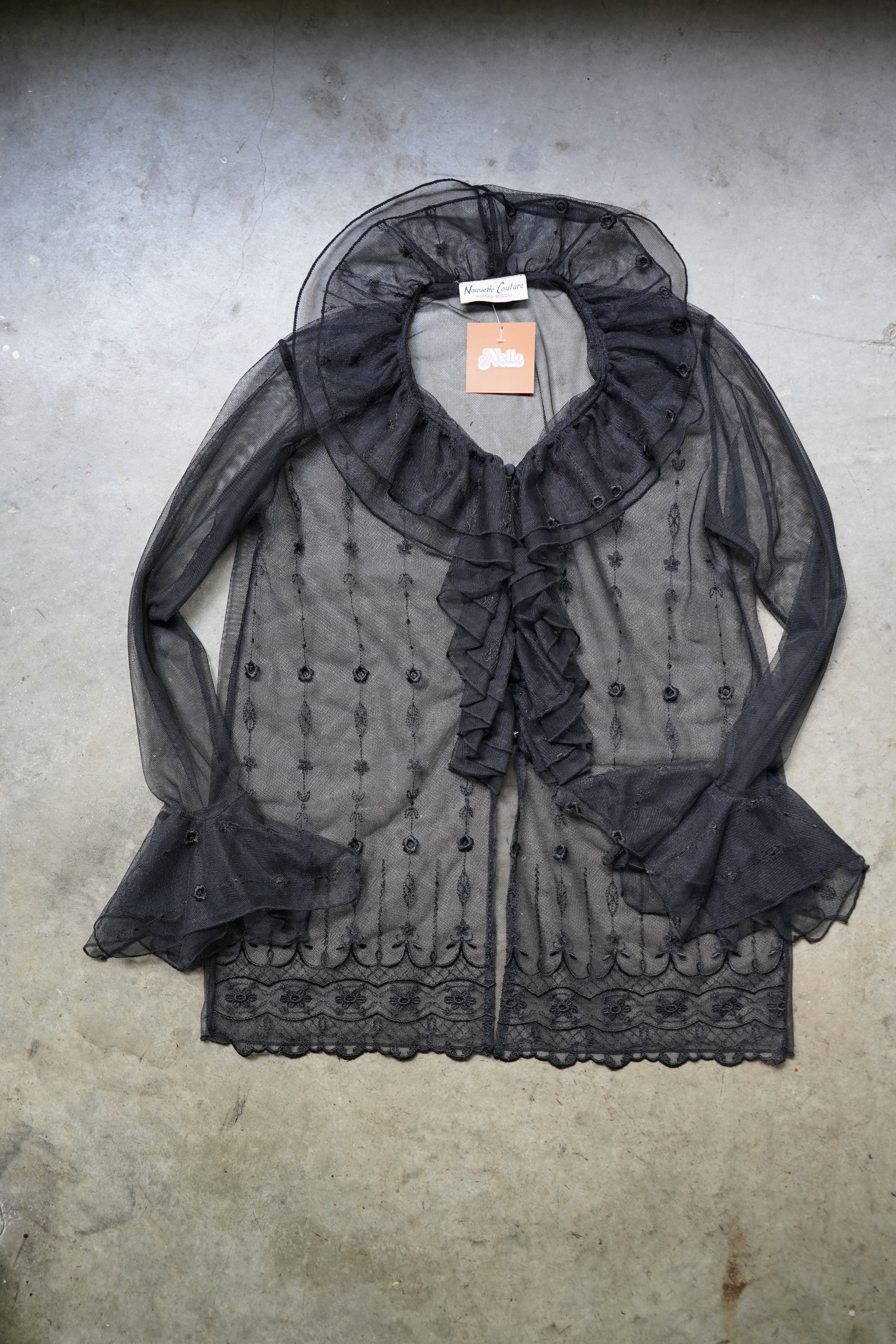 Nouvelle Couture Black Lace Sheer Top, image 2